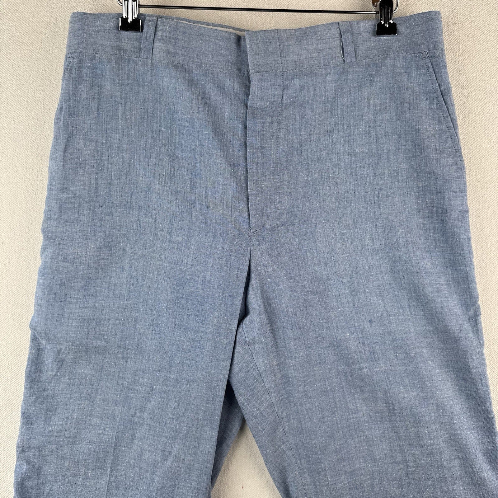1950's/60's Vintage LL Bean Men's 32x30 Linen-blend Blue Chambray Chino Pants