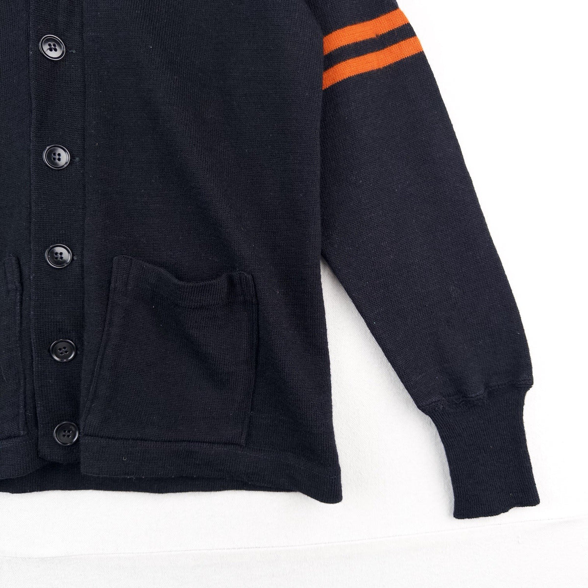 40’s Vtg Murray’s Knit Varsity Cardigan 32” XS / Youth M Black Orange Princeton