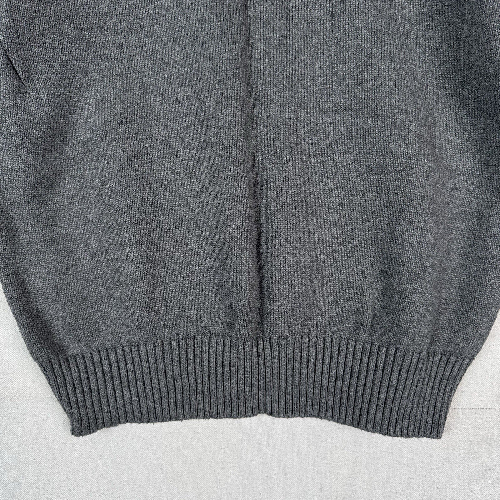 Vintage Polo Ralph Lauren 1/4 Button Neck Sweater Men’s L Gray Cotton Pullover
