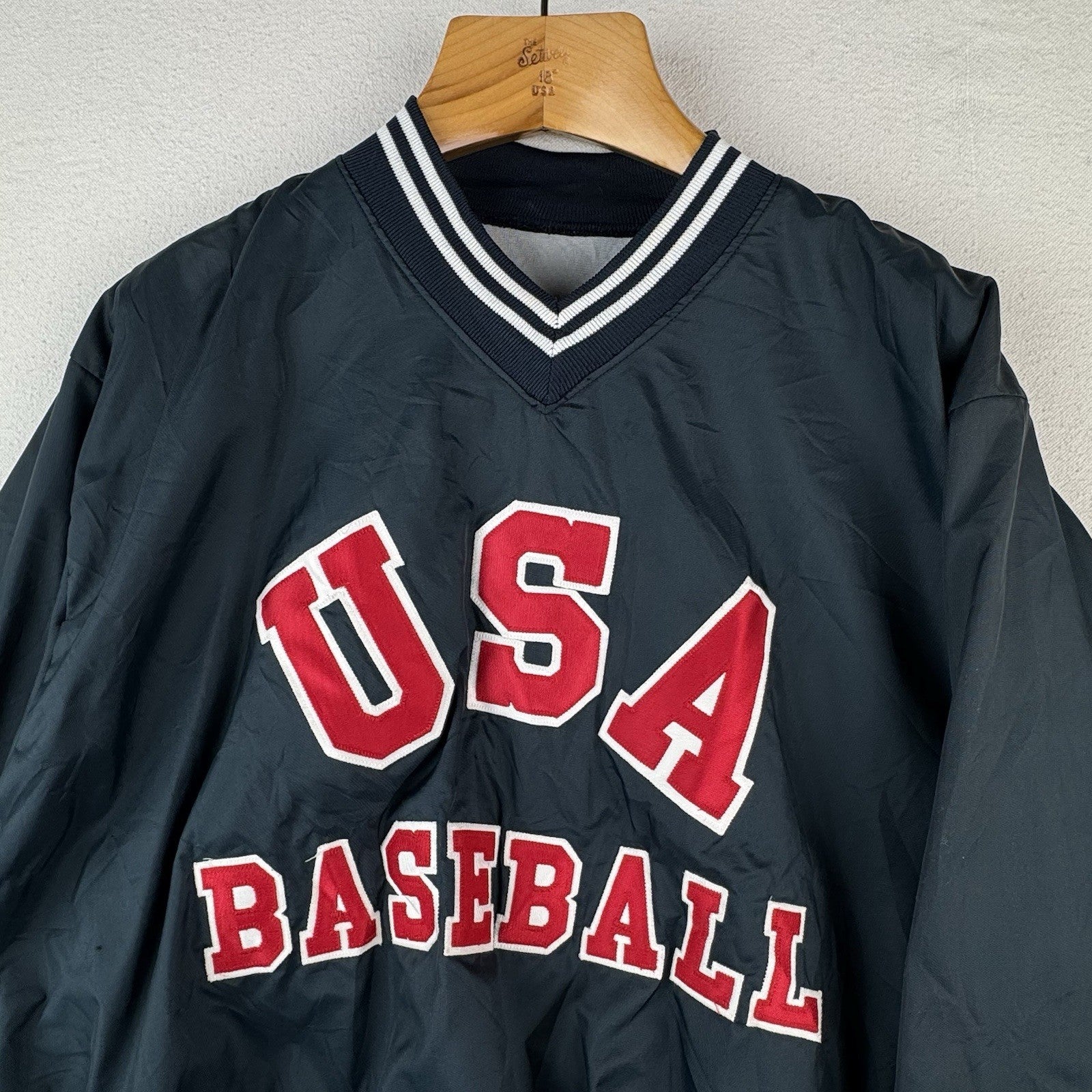 USA Baseball Player Pullover Windbreaker Jacket XL 46-48 Blue #22