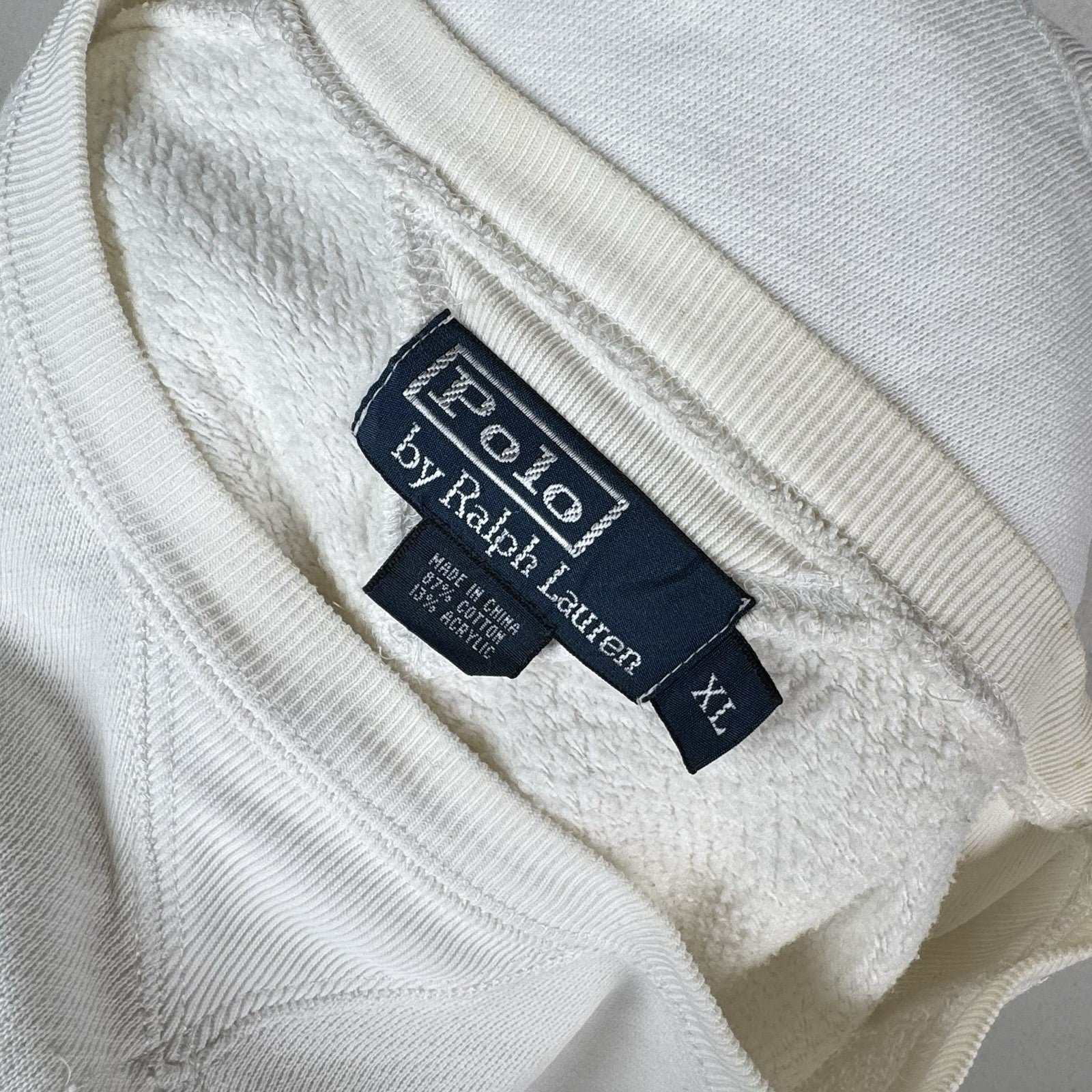 Vtg 90s Polo Ralph Lauren Men’s XL Polo Club Naval Crewneck Sweatshirt White