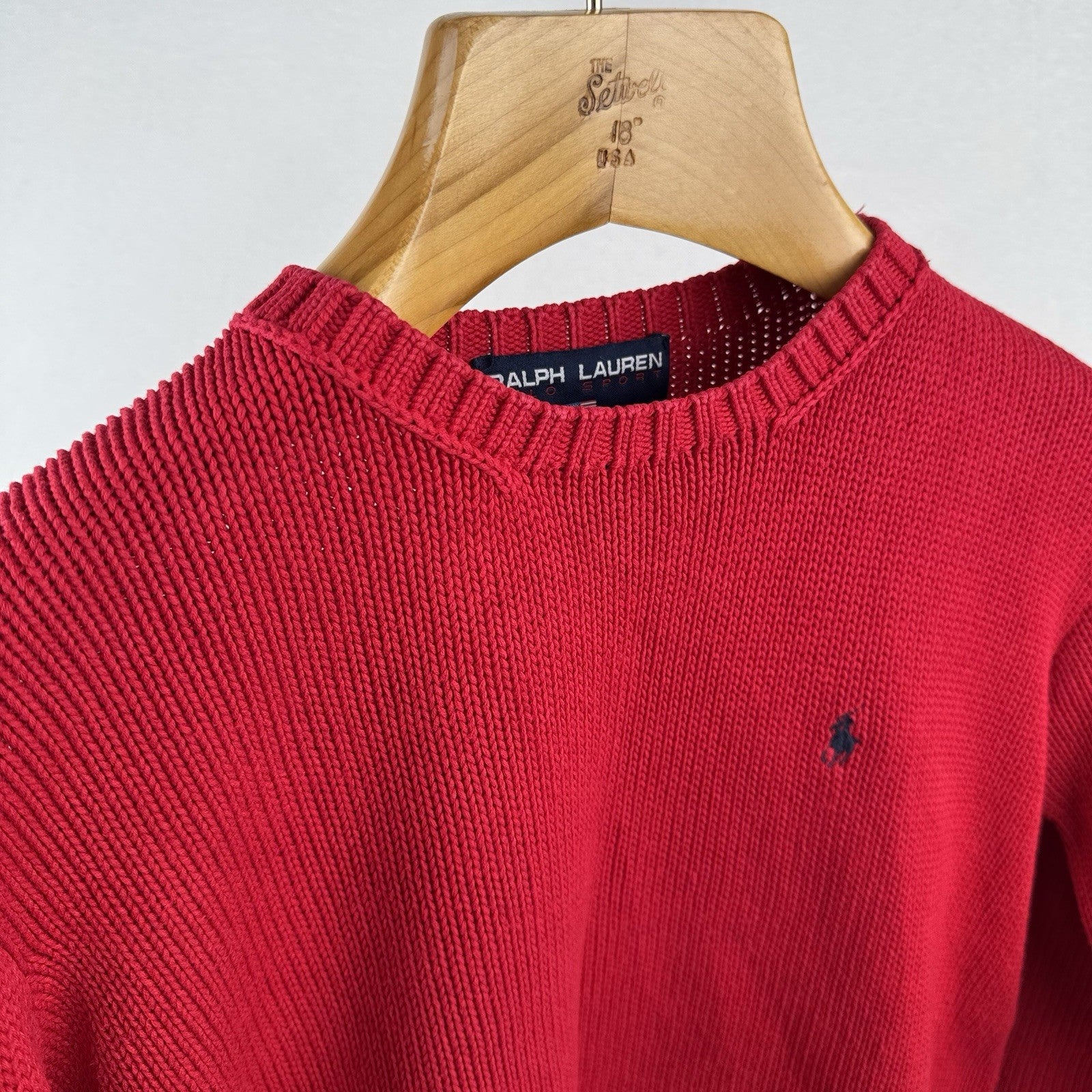 Vintage Ralph Lauren Polo Sport Men’s S 100% Cotton Crewneck Sweater Red