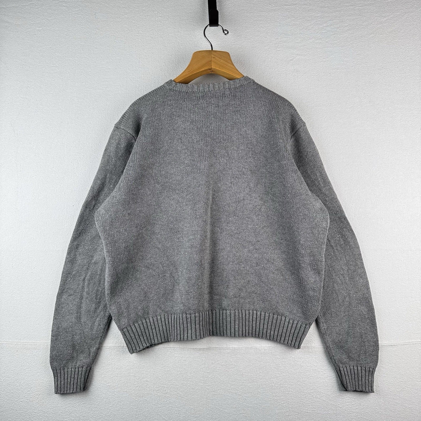 90’s Vintage Polo Ralph Lauren Knit Sweater Men’s 2XL Gray Cotton Crew Neck
