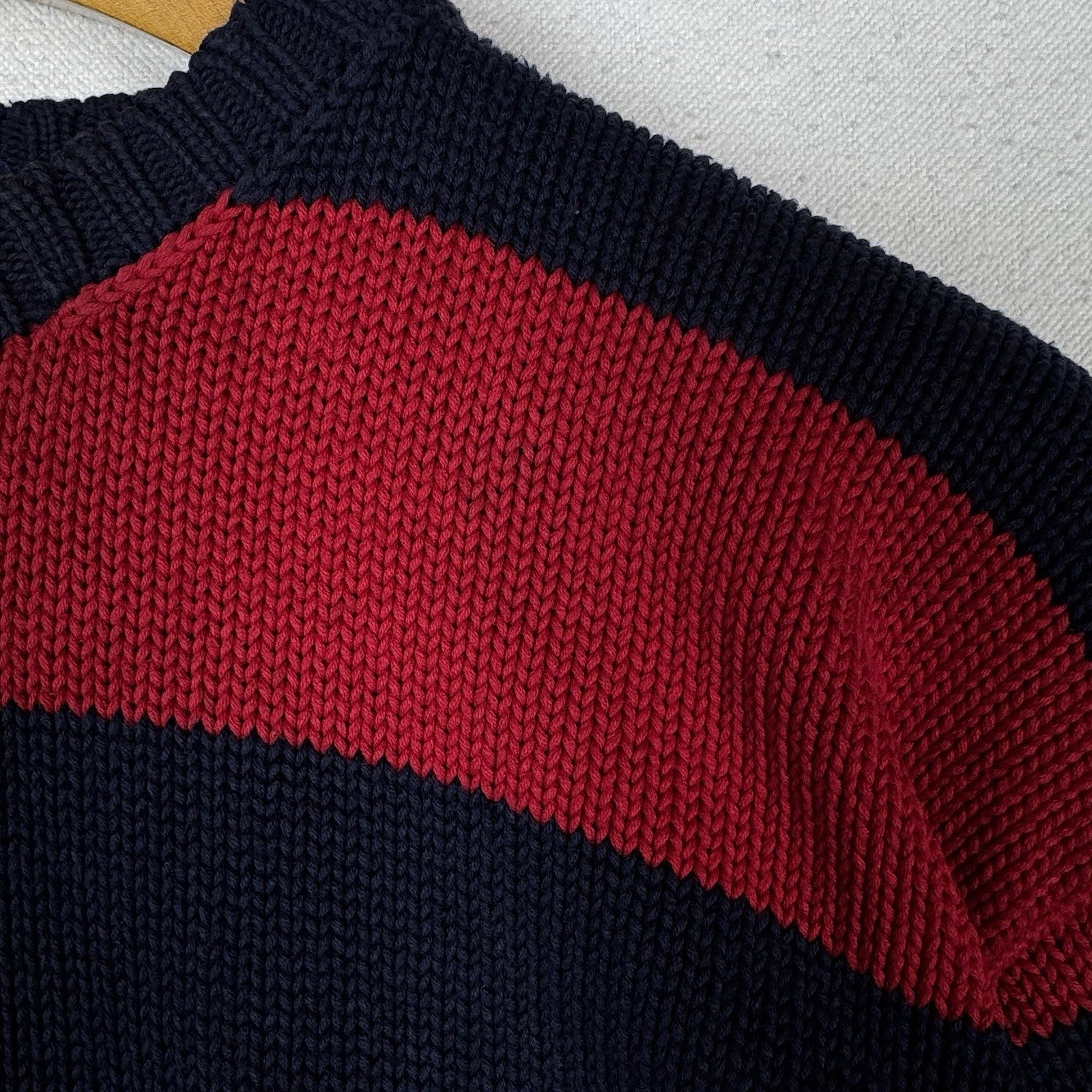 90’s Vtg Polo Ralph Lauren Knit Sweater Men’s M Red Navy Blue Color Block *Read