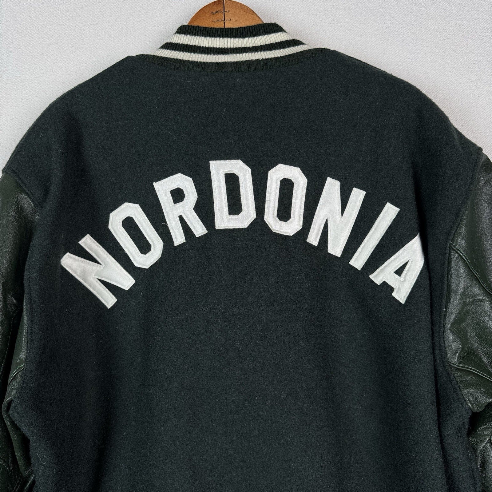 DeLong Wool Varsity Coat Jacket Mens XL Nordonia Green Made In USA