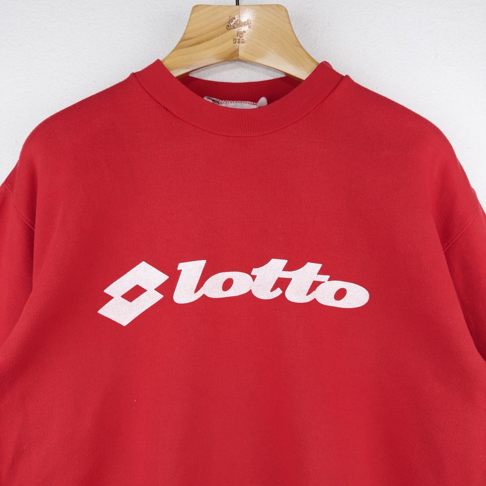 90’s Vtg Lotto Big Logo Red Crewneck Sweatshirt Men’s XL  (44) Made In Italy