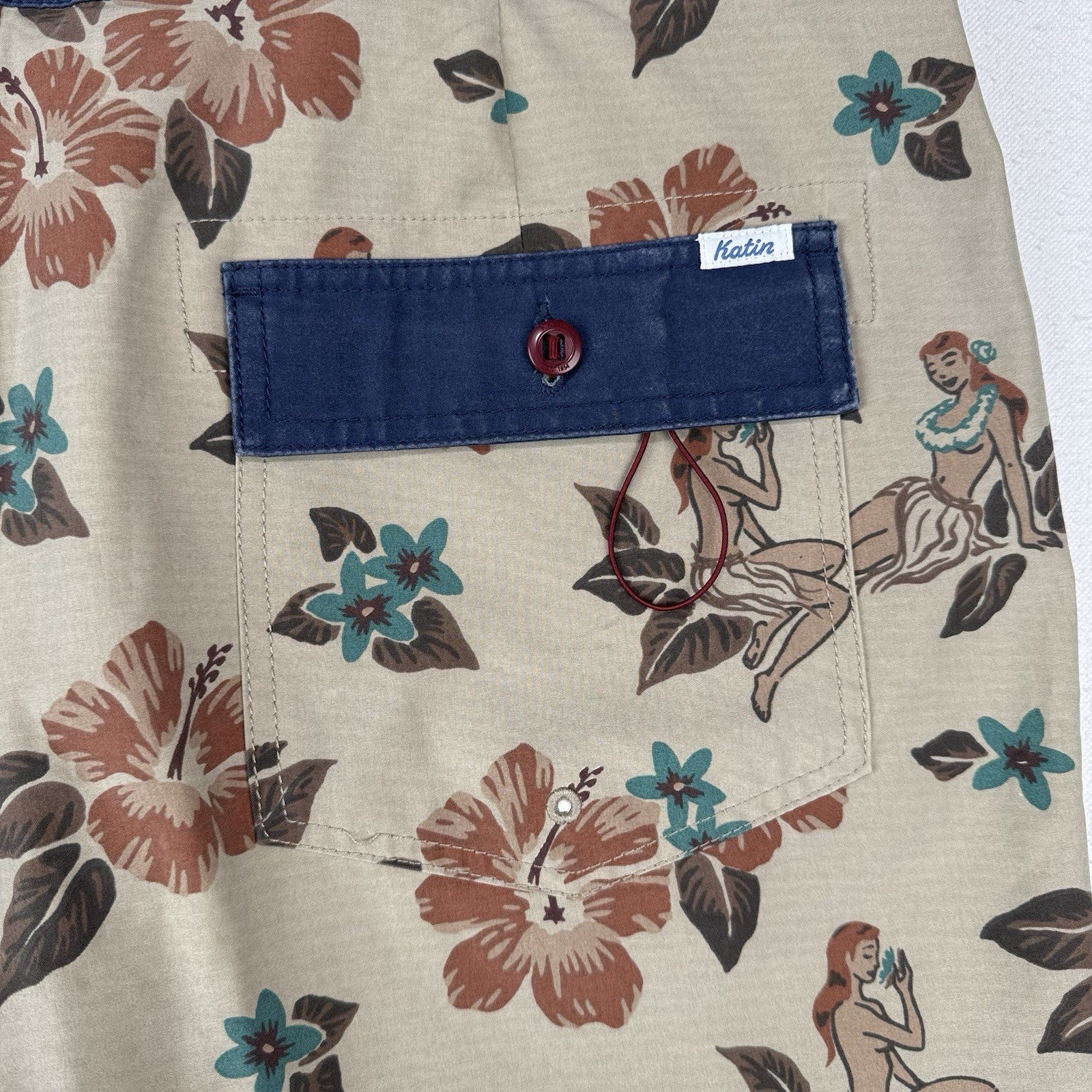 Katin Kaimana Hybrid Trunk Mens 36x9 Hawaiian Stretch Floral Board Shorts Swim
