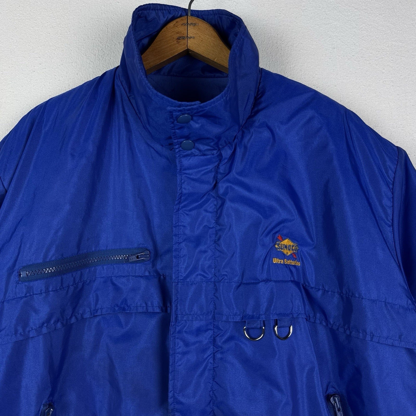 Vintage 80’s Sunoco Promo Bomber Jacket Quilted Lining Blue Men’s XL Made In USA