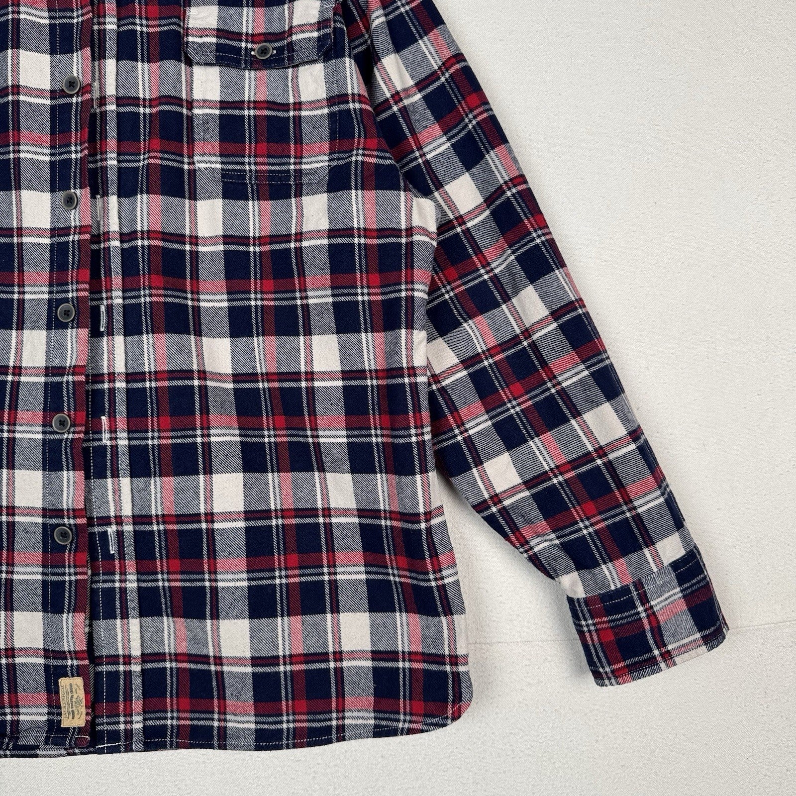 Jachs Men’s Large L Red White Blue Heritage Thick Material Flannel Button Up