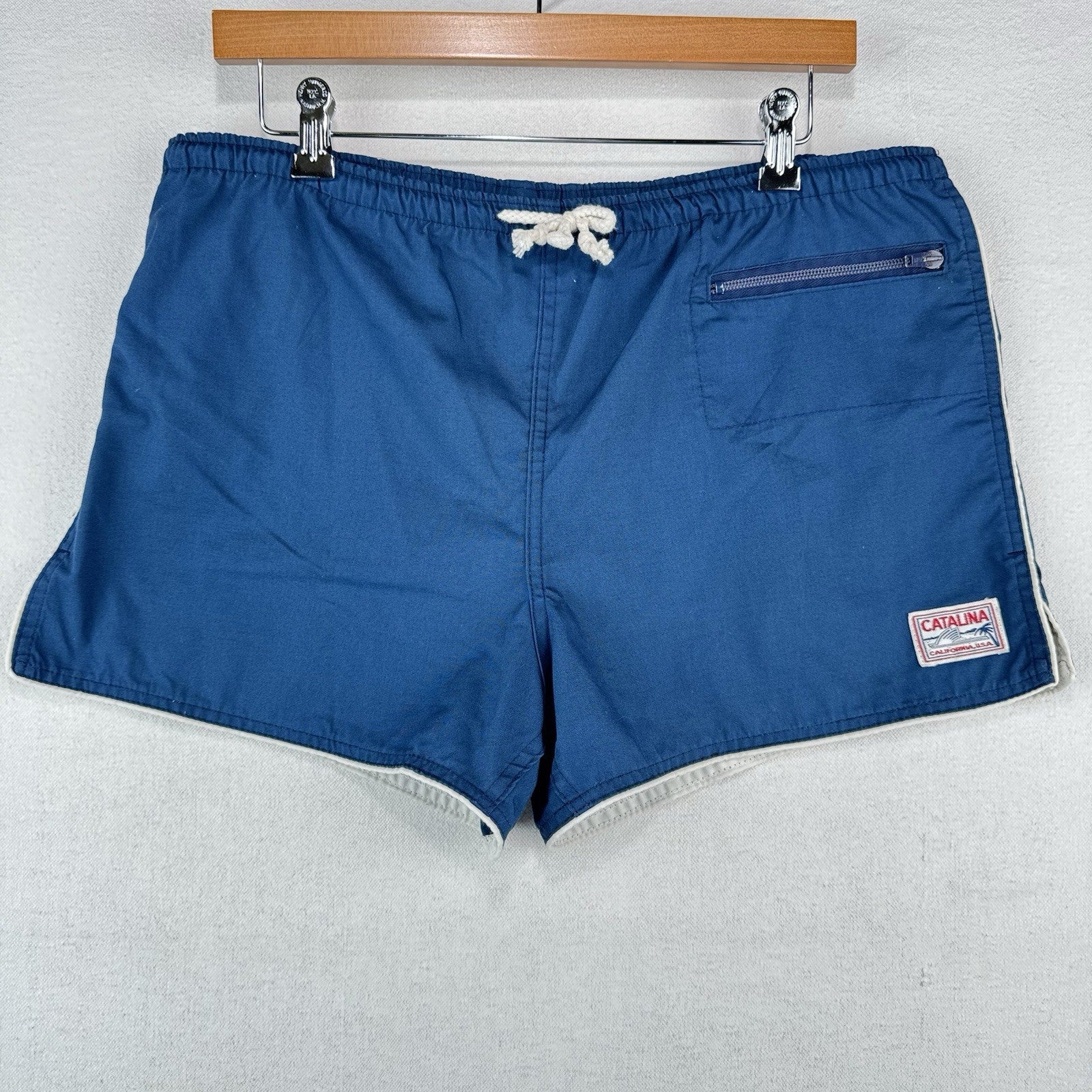 60’s Vintage Catalina Men's 38 Blue Swim Shorts 2” Made In California USA