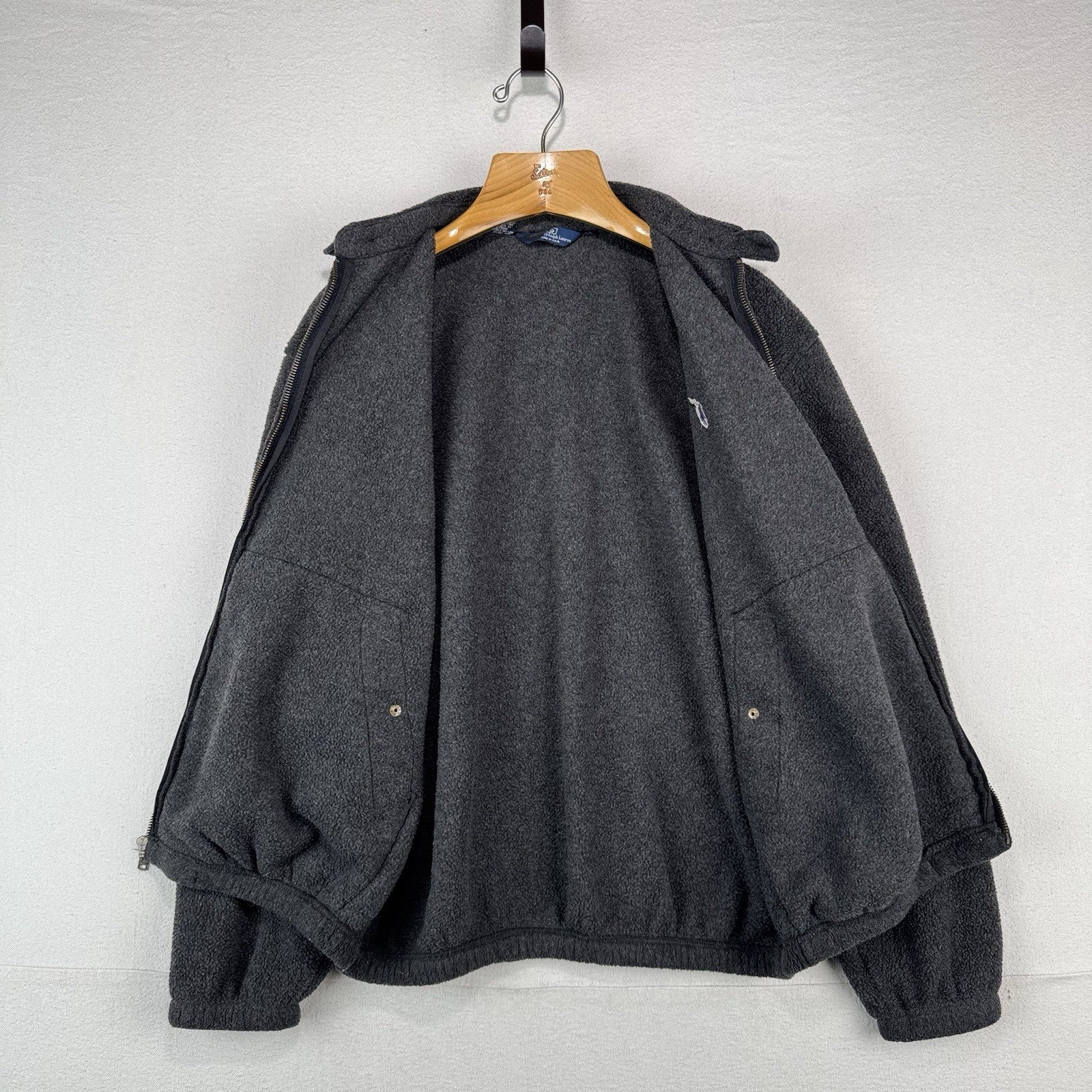 80’s Vtg Polo Ralph Lauren Men’s L Fleece Chin Strap Harrington Jacket Gray USA