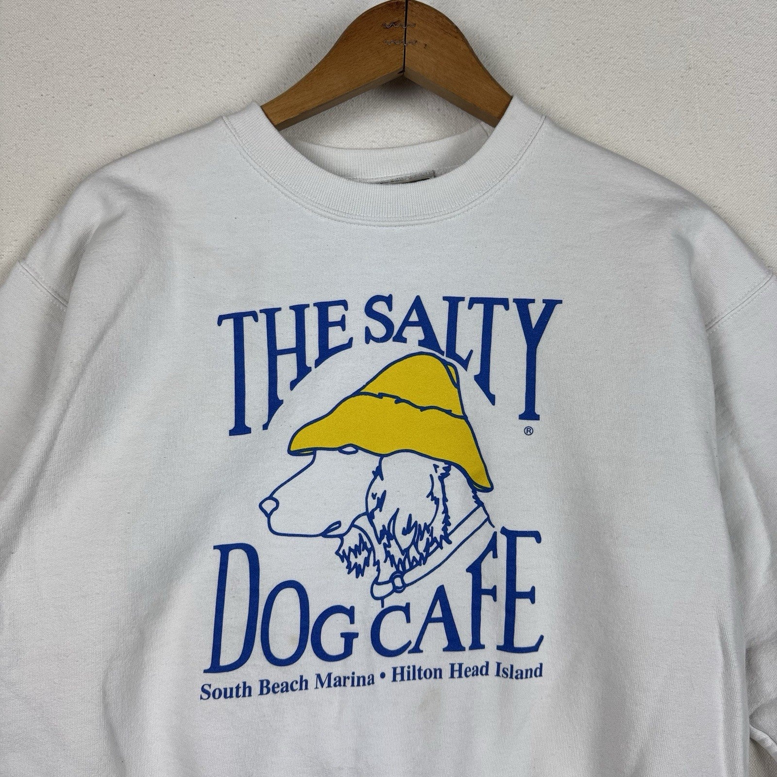 Hanes Salty Dog Cafe Men's S Gray Cotton Pullover Sweatshirt Distressed