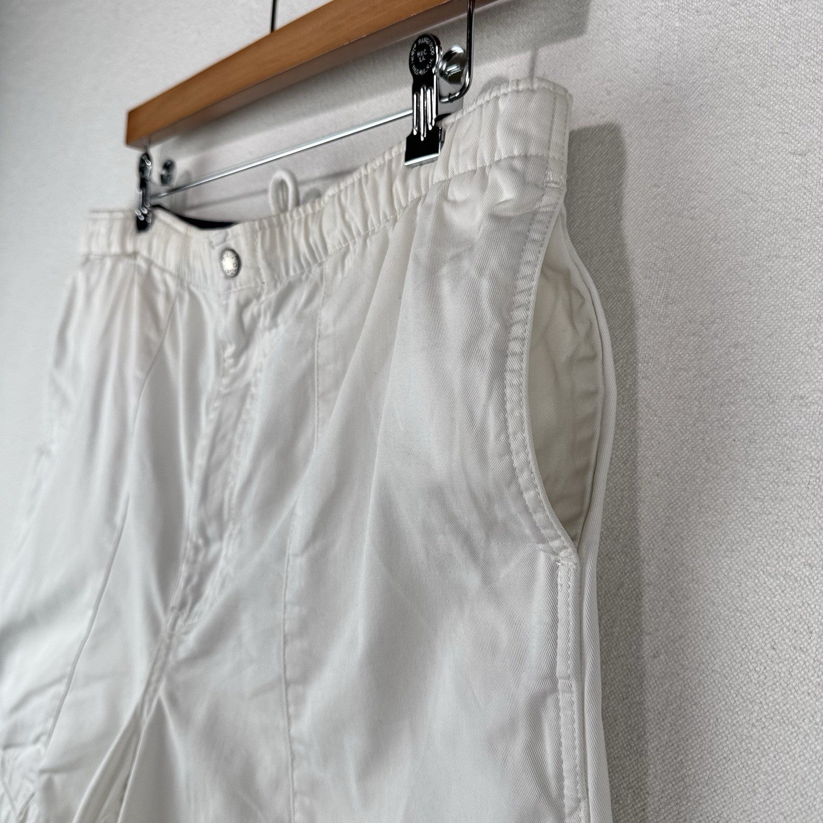 90's Vtg Polo Ralph Lauren Mens White M 100% Cotton Chino Drawstring Zip Shorts