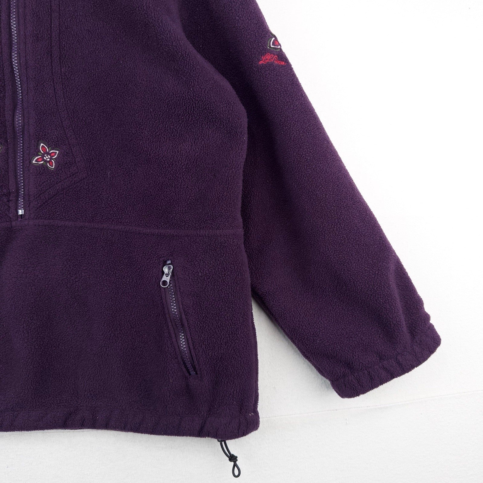 80’s Vtg LL Bean Embroidered Lined Fleece 1/4 Zip Jacket Purple Women’s XL