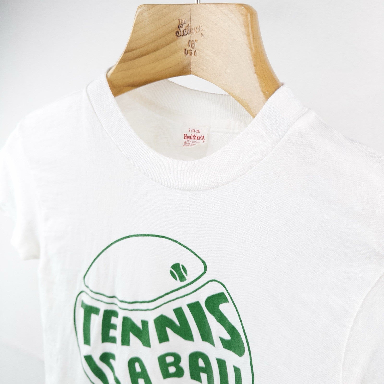 70’s Vtg Tennis Is A Ball Healthknit Single Stitch T-Shirt Small 34-36 Made USA