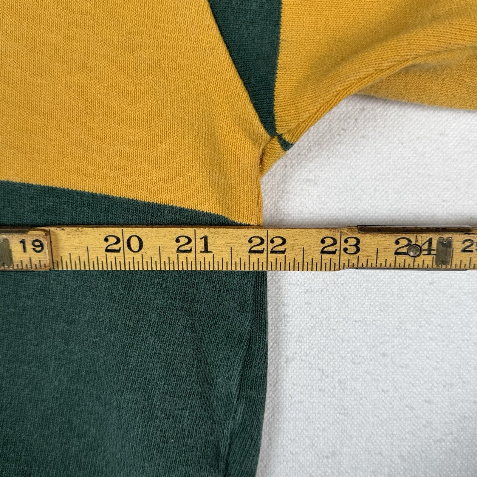 Barbarian Hooded Rugby Mens Medium Green Yellow Striped Pullover