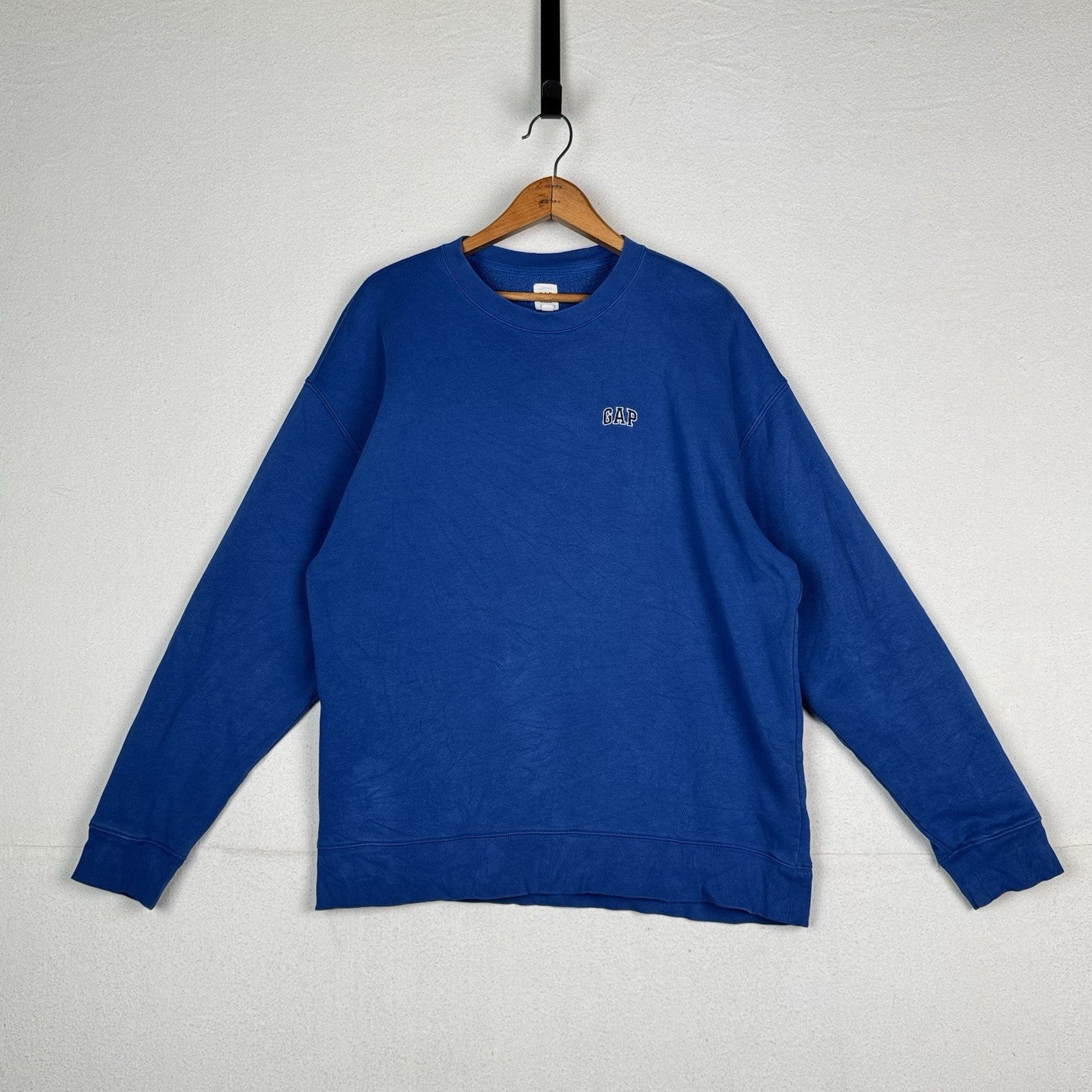 Vintage Gap Sweatshirt Men’s Imperial Blue Crewneck Spell Out Fleece Large