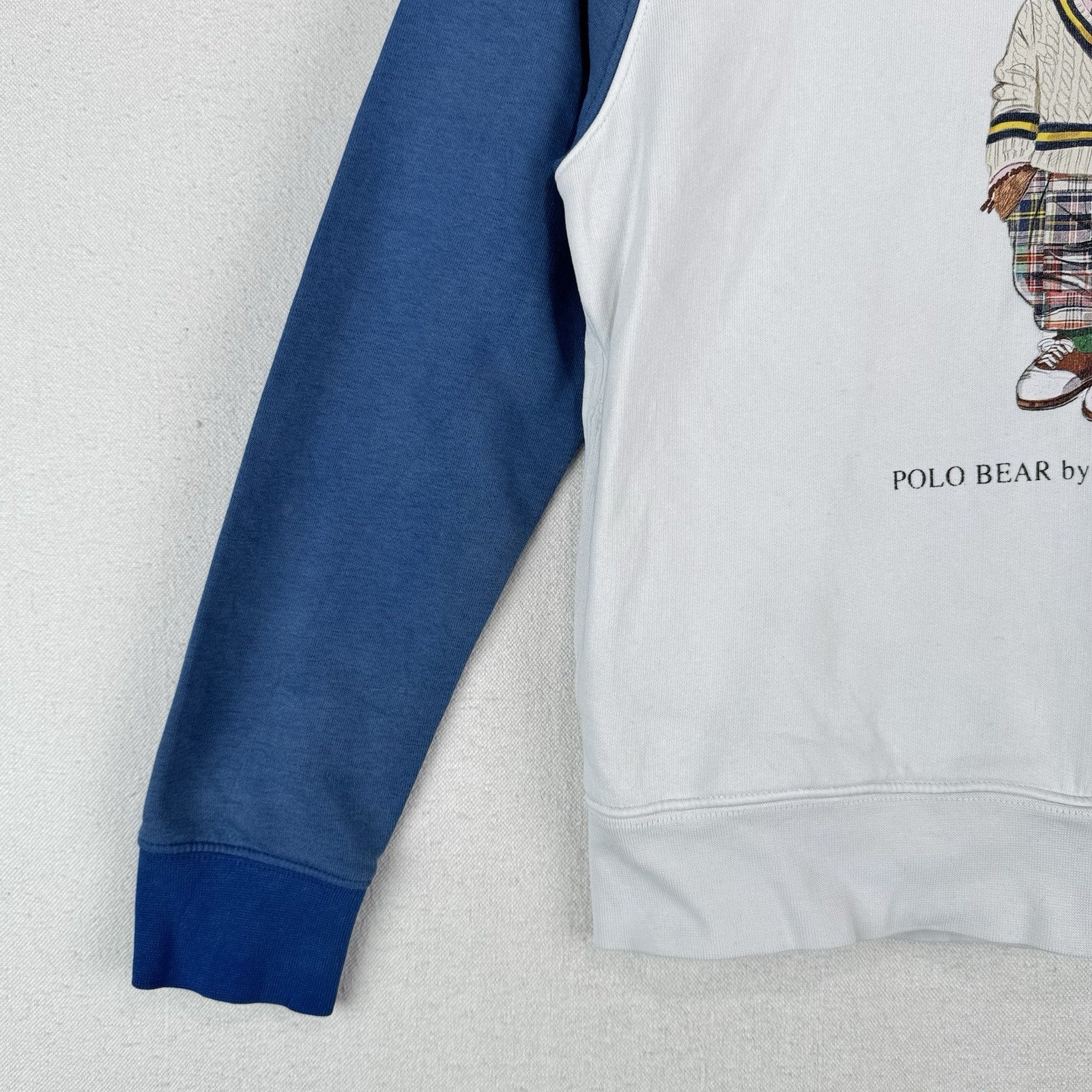 Polo Ralph Lauren Kids L 14-16 Polo Bear Colorblock Fleece Hoodie White *Read