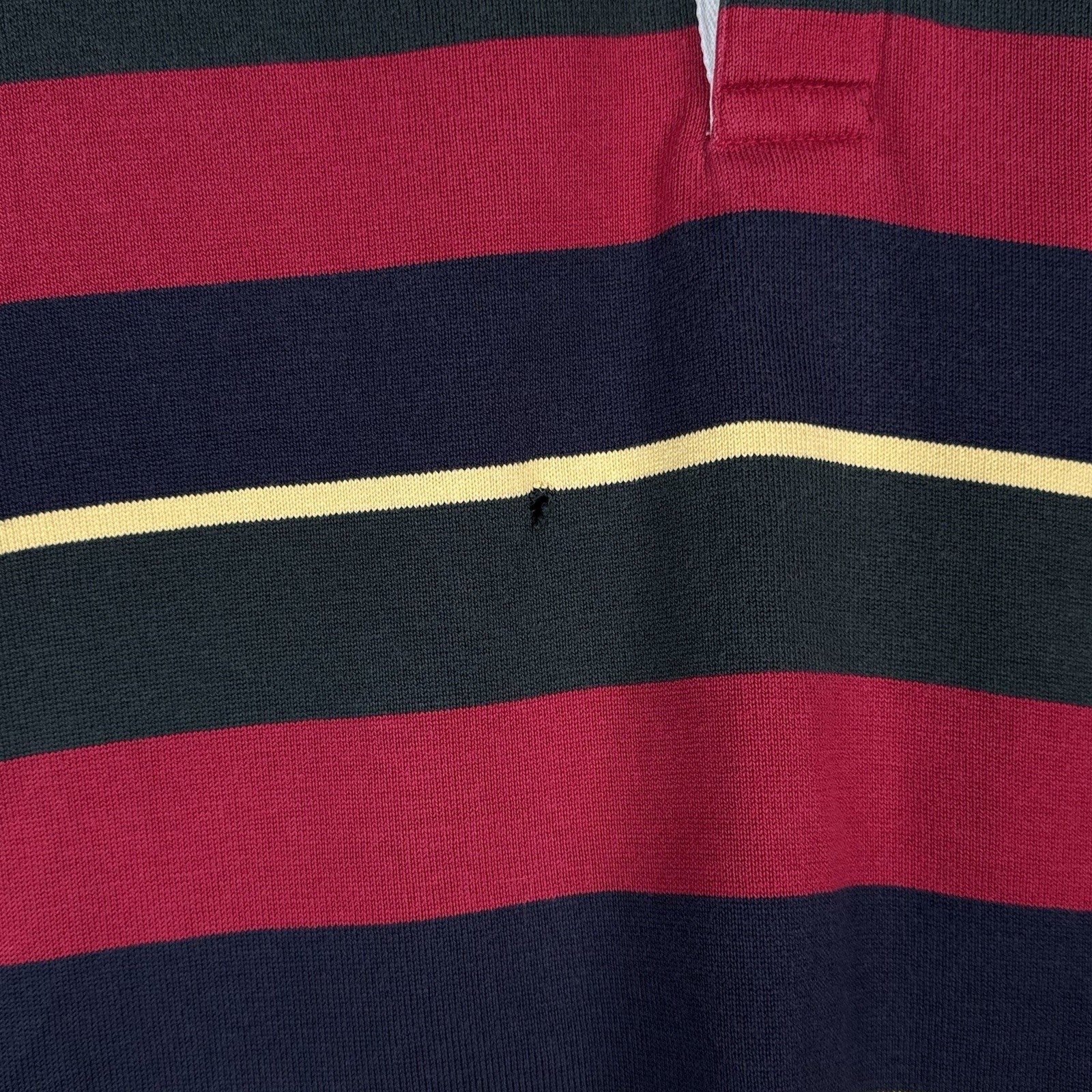 Vintage 90s Brooks Brothers Polo Rugby Striped Red Blue Yellow LS *Distressed