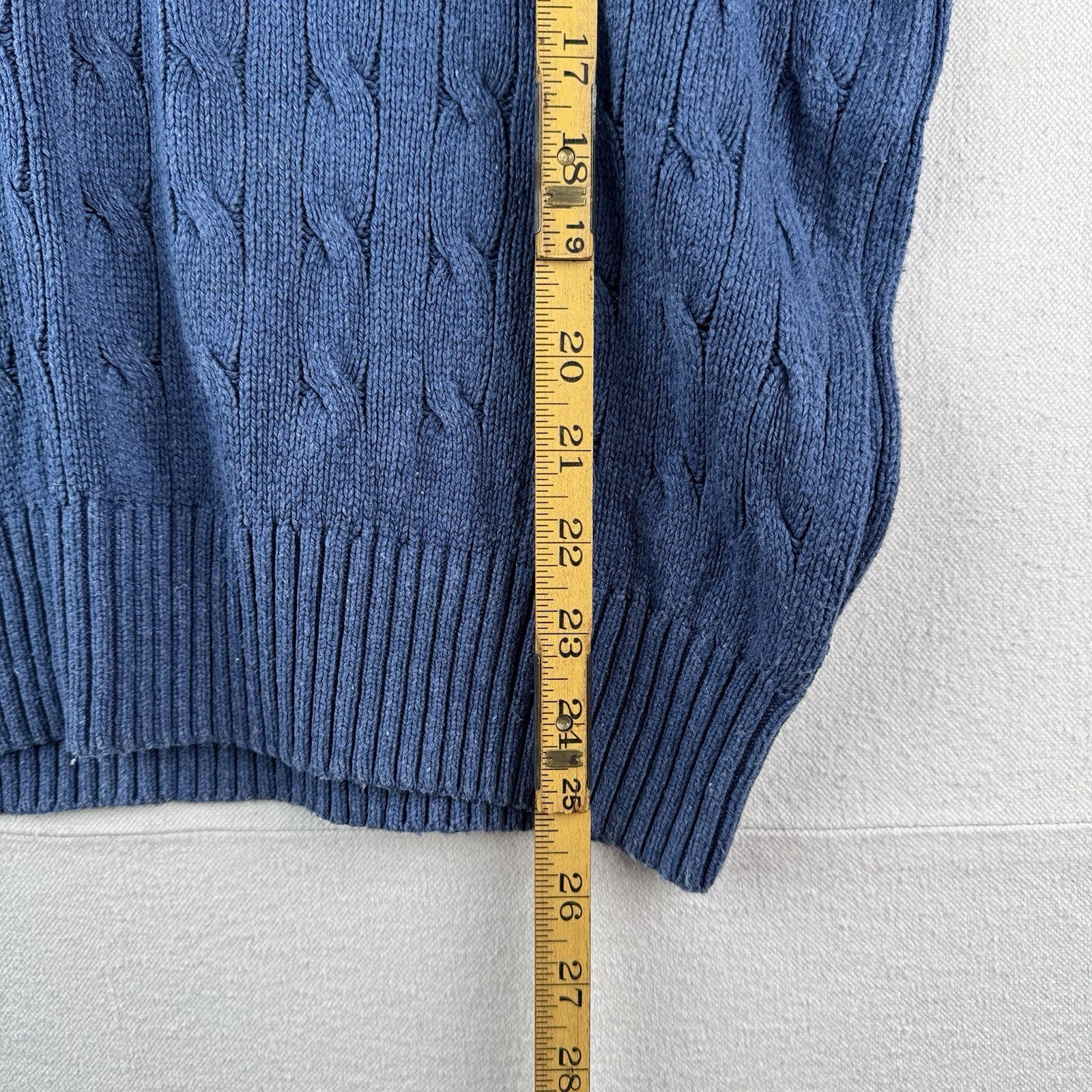 Vintage Polo Ralph Lauren 100% Silk Sweater Mens Large Blue Cable Knit V Neck