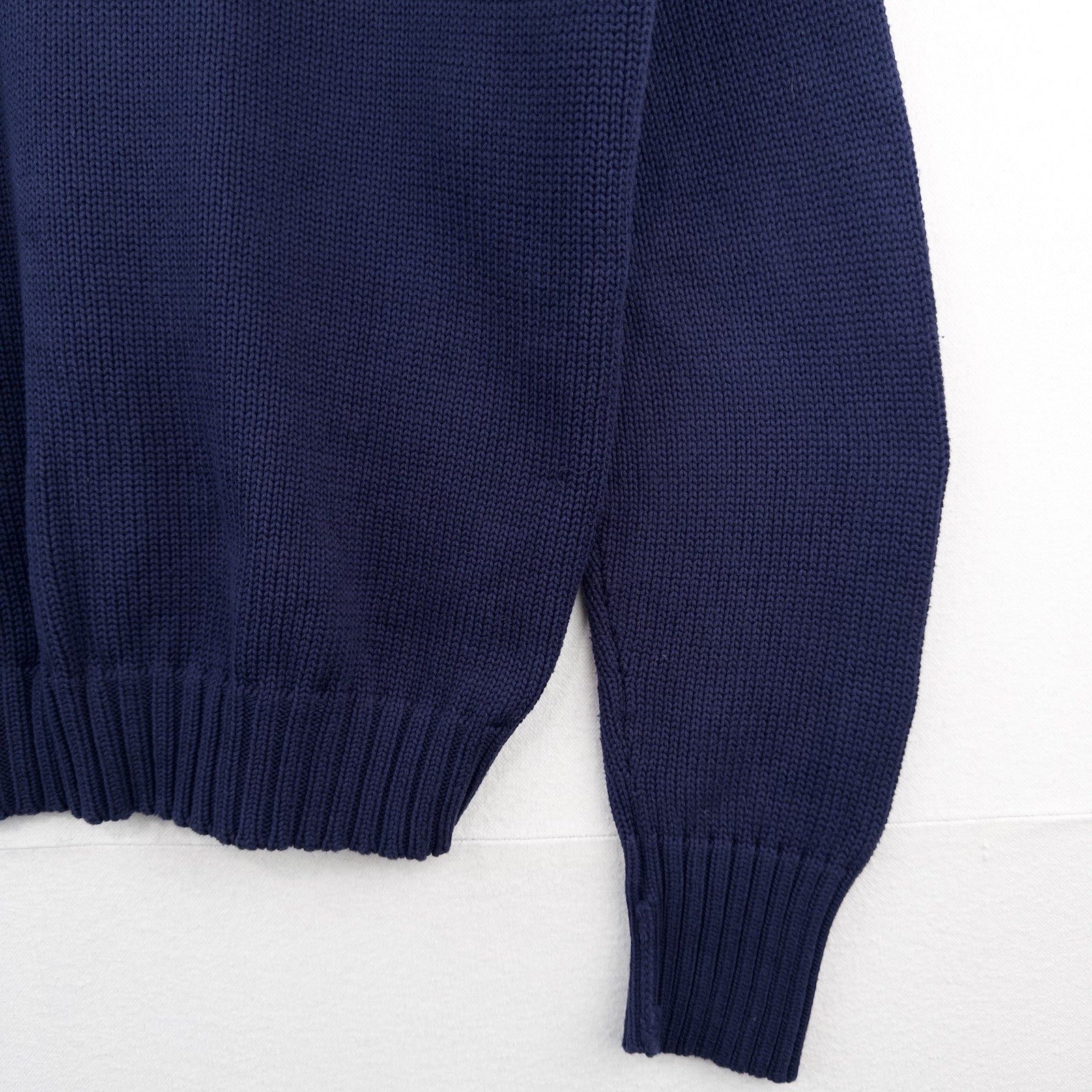 90's Vintage Polo Ralph Lauren Sweater Men's L Navy Blue Knit Crewneck Red Pony