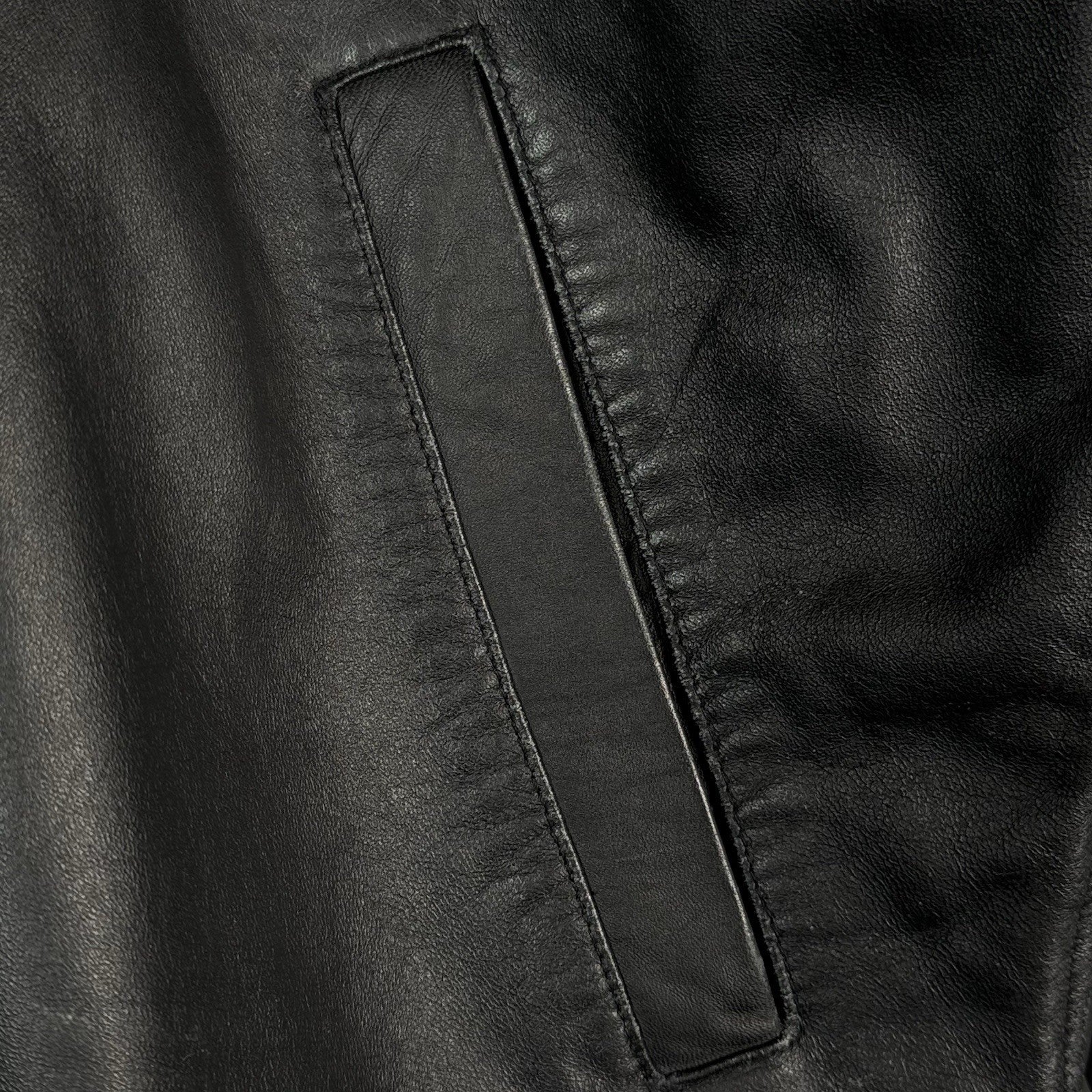 Trader Bay Leather Jacket Mens Size XL Black Full Zip Heavyweight Flight Bomber