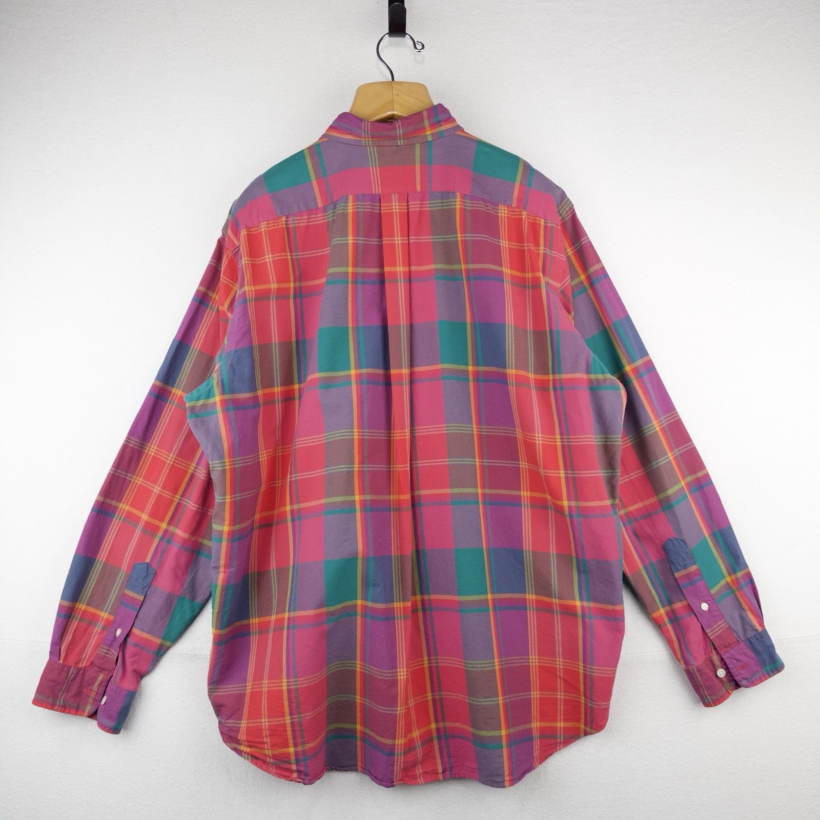 Polo Ralph Lauren Custom Fit Madras Plaid Shirt Mens 1XB Pink Blue Button Down