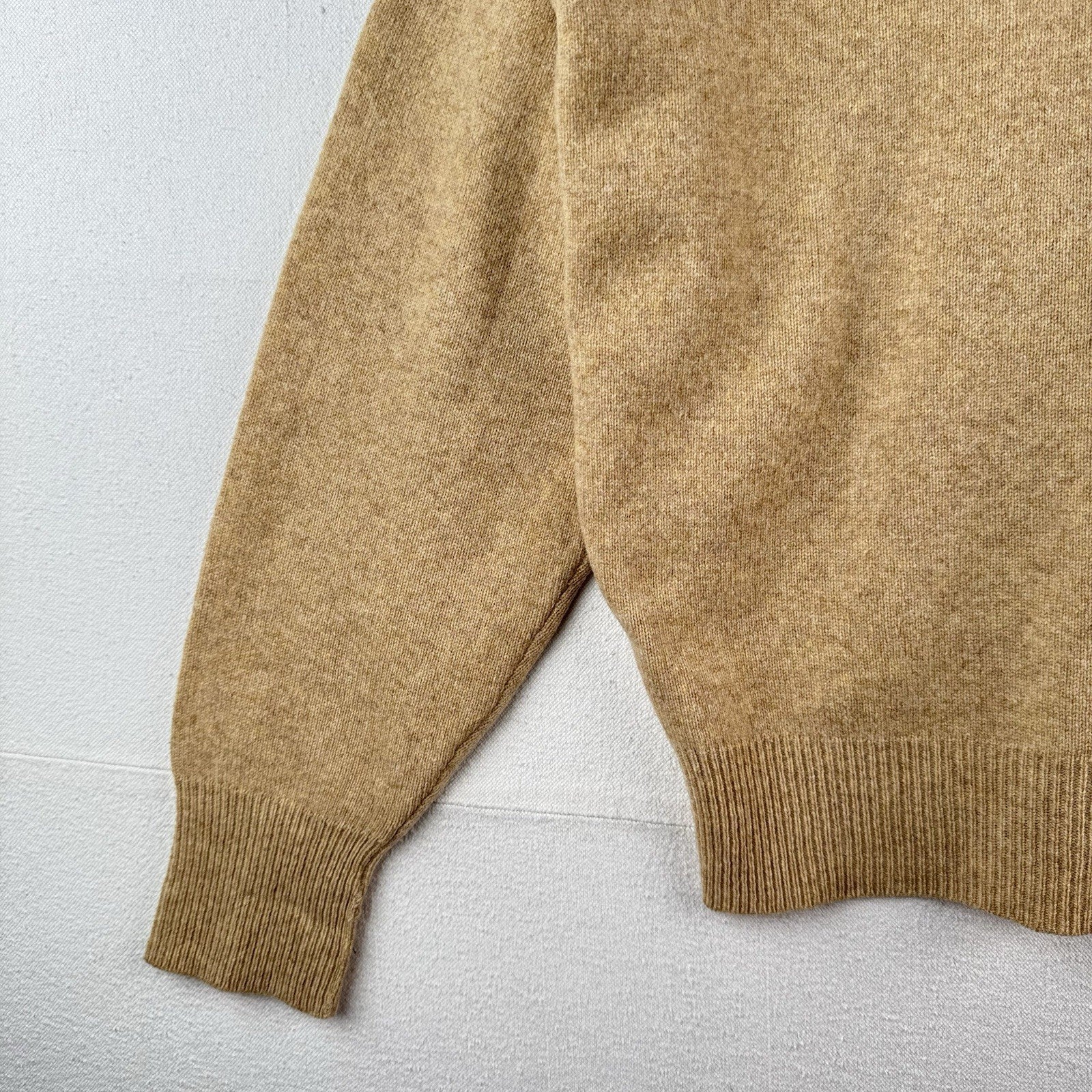 90s Vtg Polo Ralph Lauren Sweater Mens M Camel Tan Lambswool Knit Collared *Read