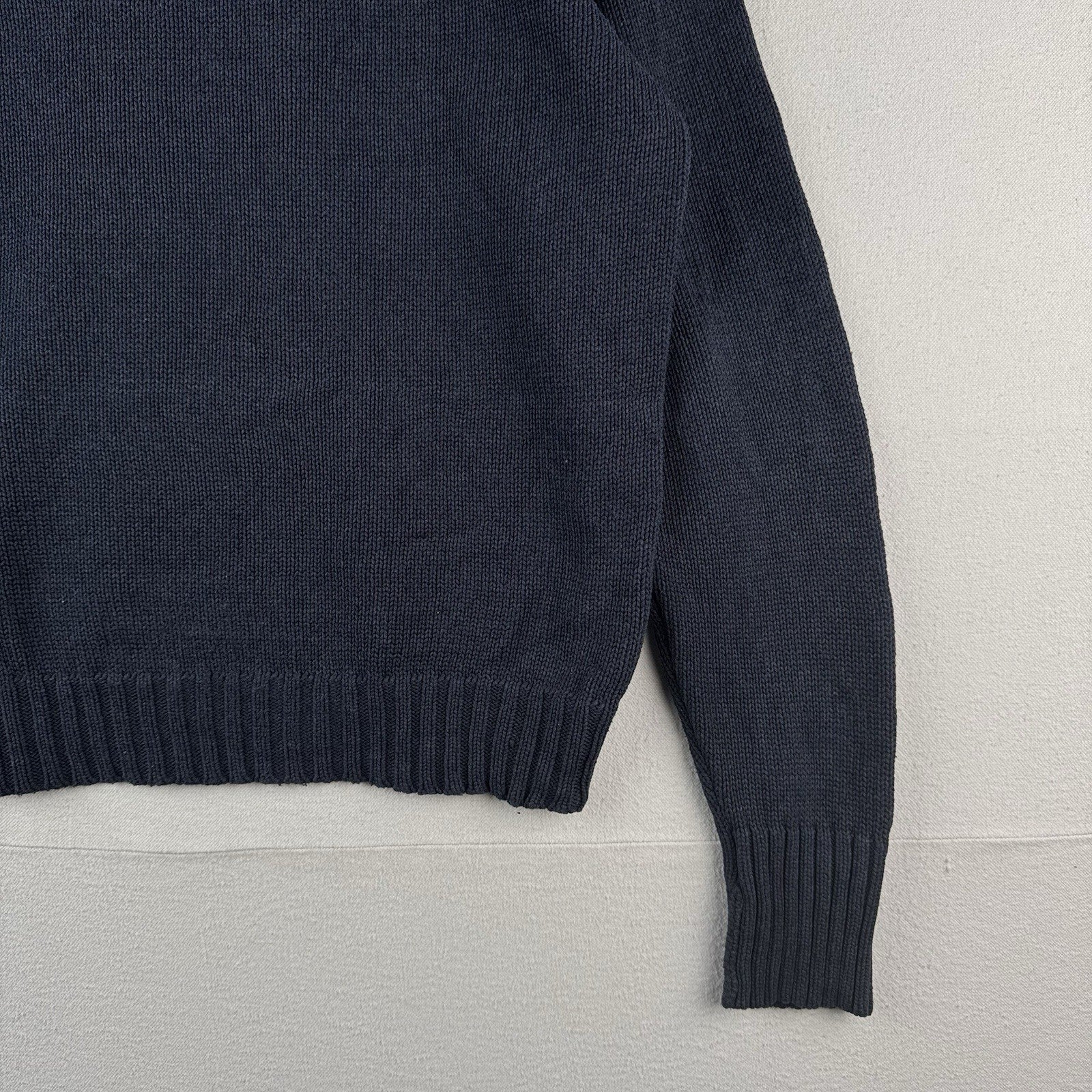 90’s Vintage Polo Ralph Lauren Sweater Men L Navy Blue Knit Pullover Blue Pony