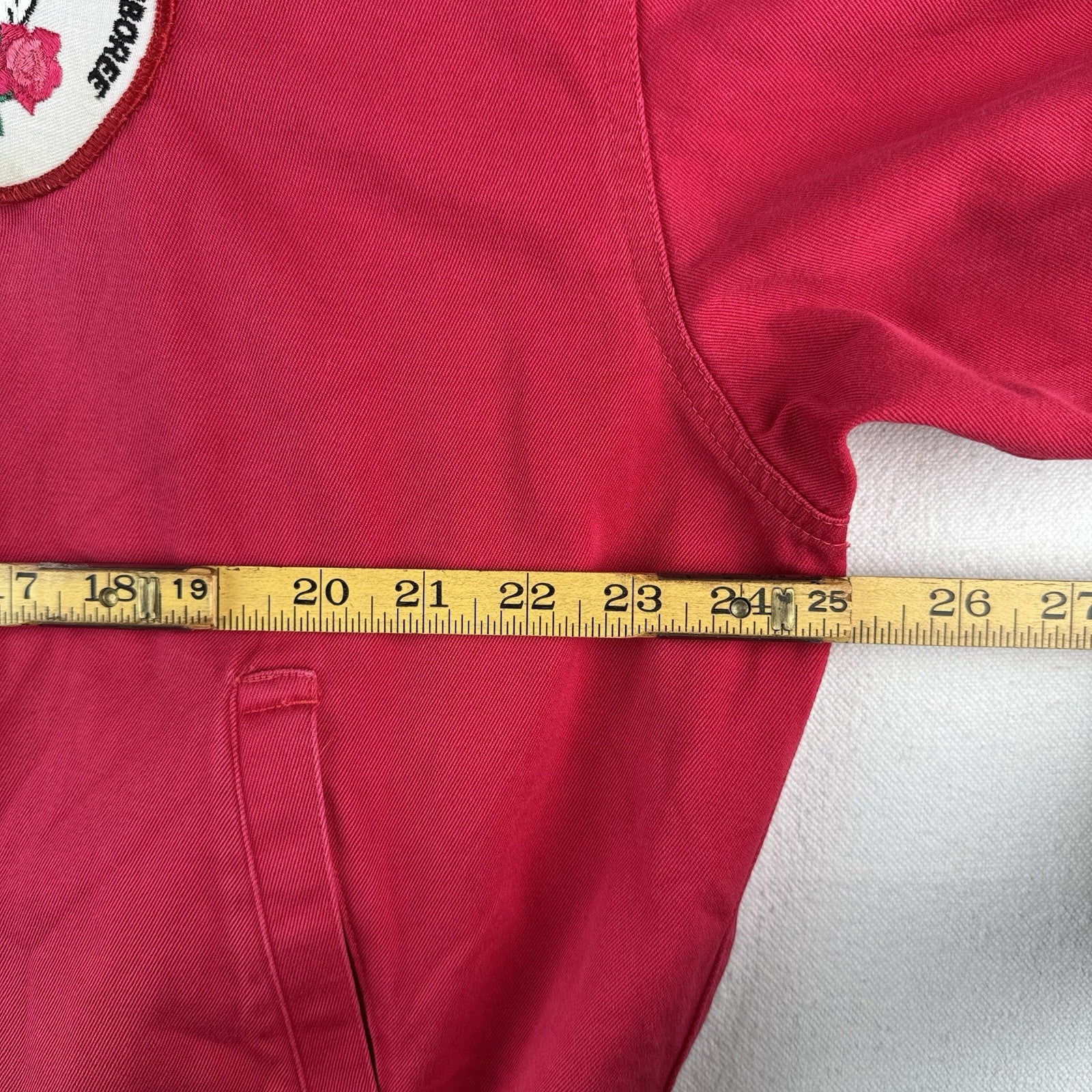 Vtg Lands End Harrington Jacket Faded Pink Red Boxy ‘78 Rose Parade Patch Large