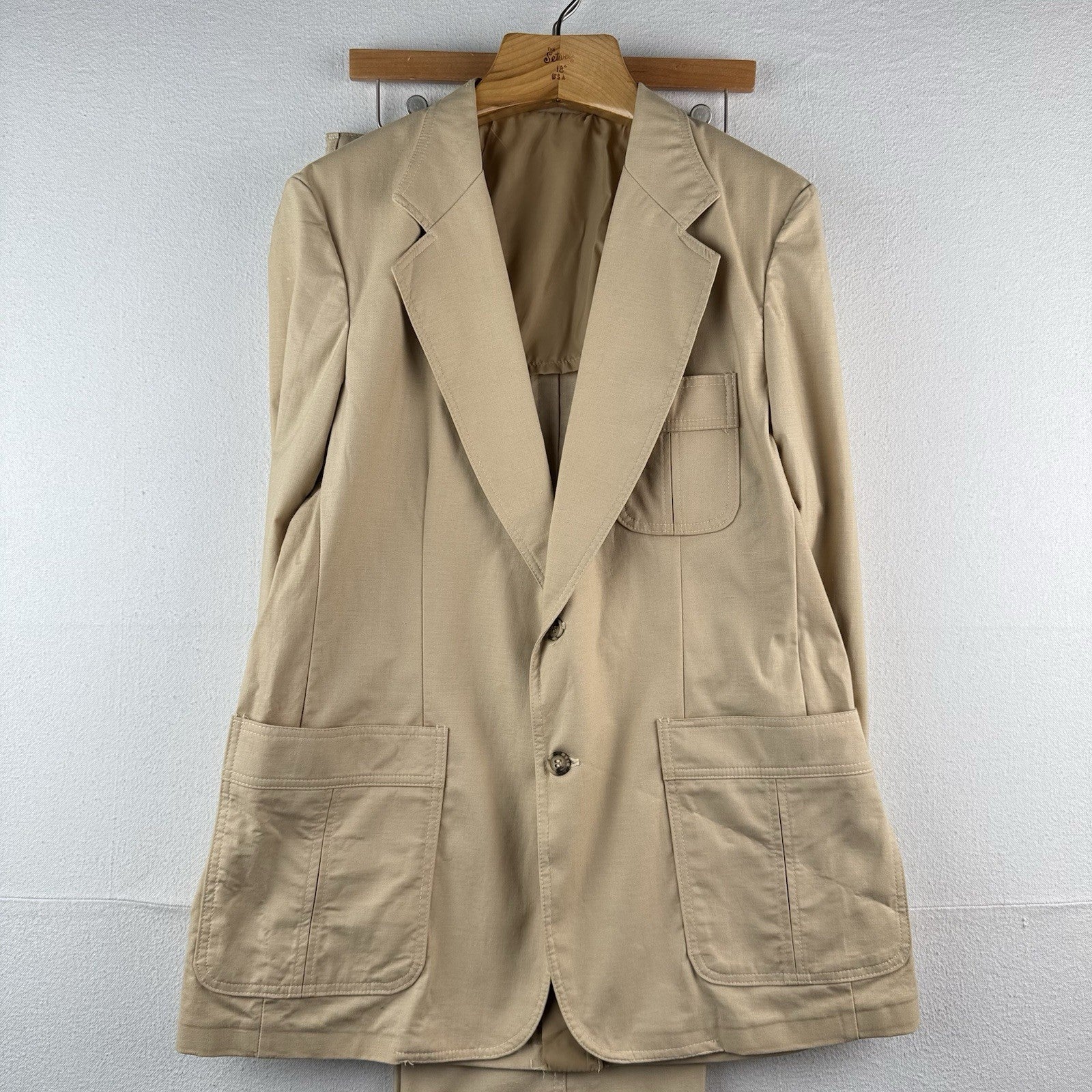 70's Vintage Separate By Lee Khaki Safari Suit Jacket 40 Pants 32x27 Made In USA