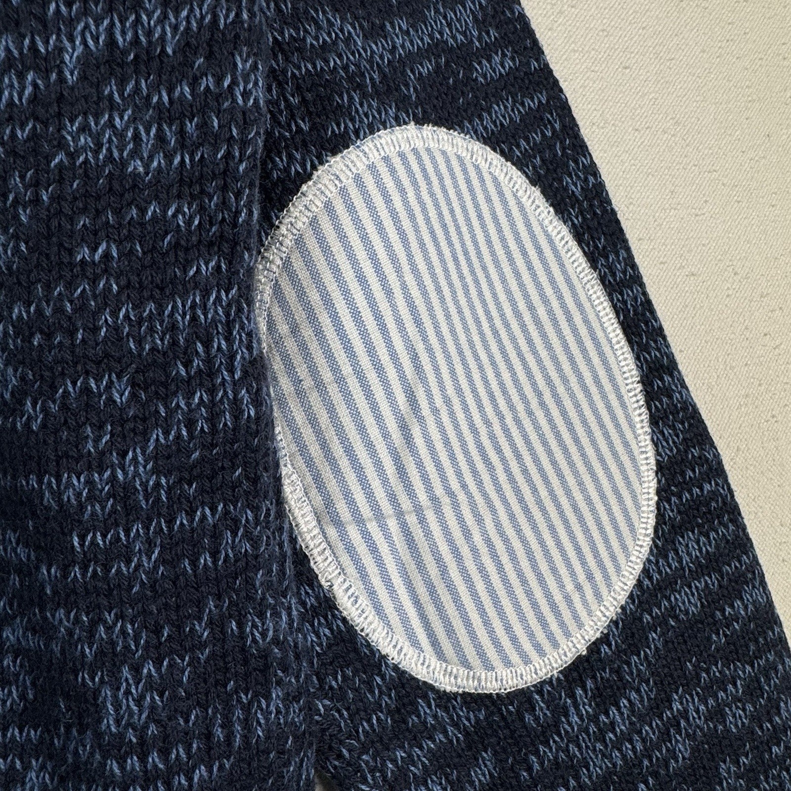 NWT J.Riley Scott Wool-blend Sweater Men’s Blue Marled Elbow Patches Size Large