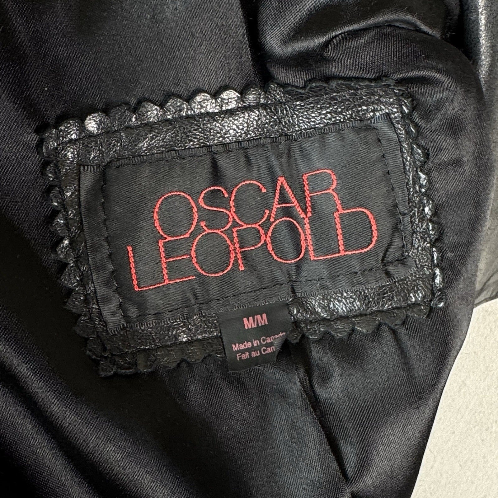 Oscar Leopold Women's Black Calf Leather Jacket  - Large