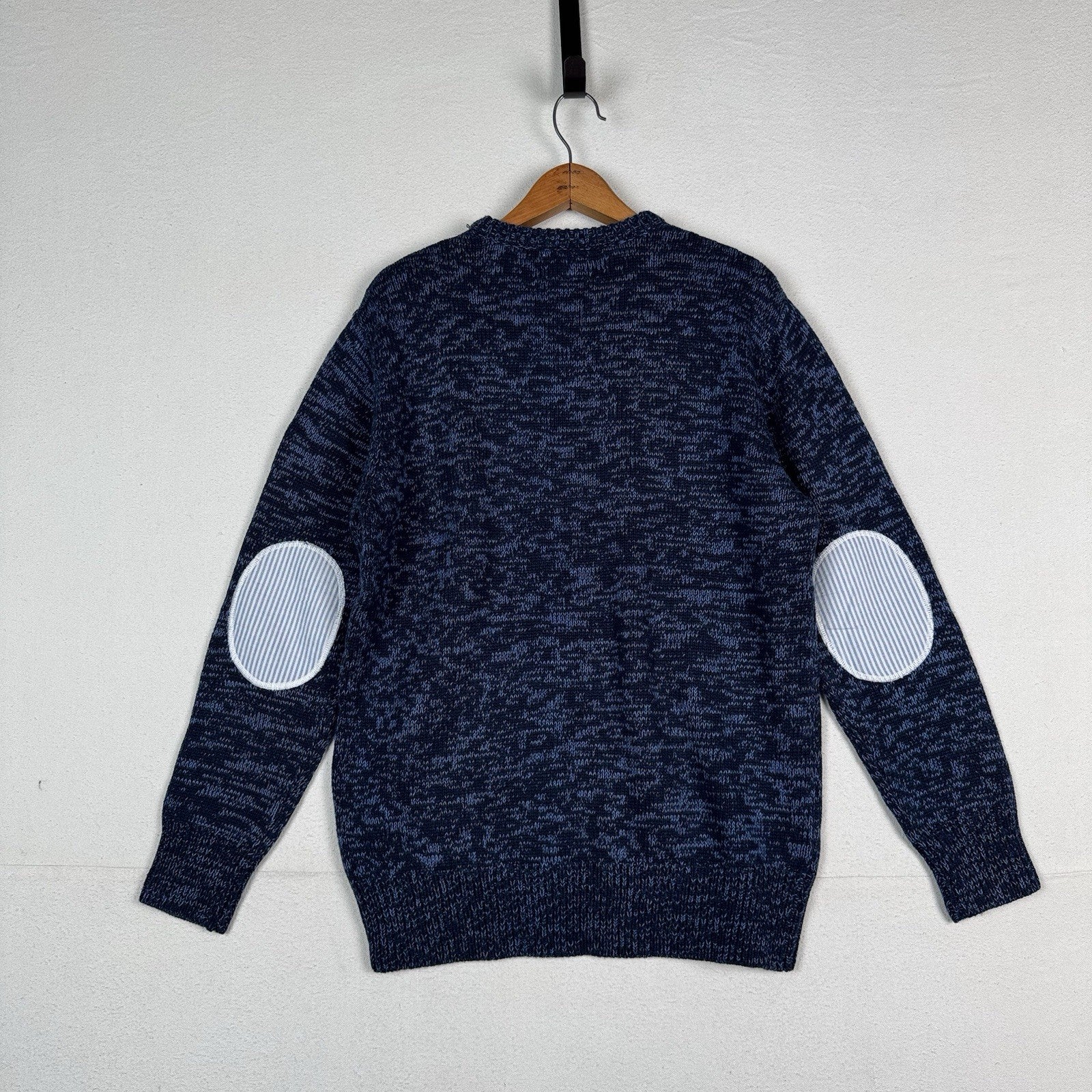 NWT J.Riley Scott Wool-blend Sweater Men’s Blue Marled Elbow Patches Size Large