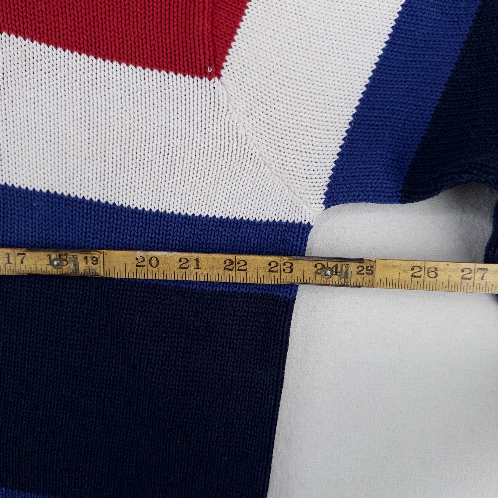 90’s Vtg Polo Ralph Lauren Red White Blue Striped Knitted Sweater Men’s L *Read