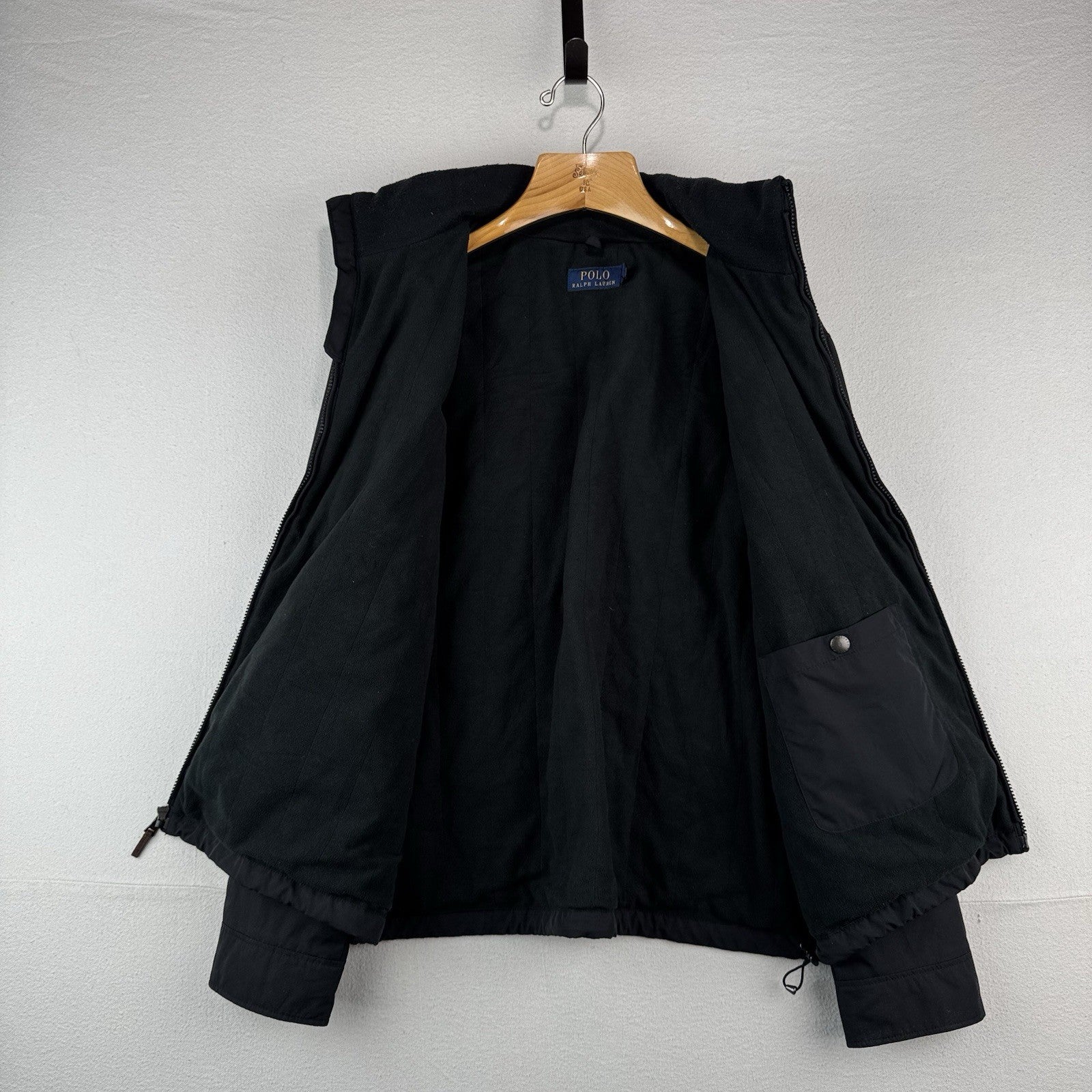 Polo Ralph Lauren Harrington Jacket Mens XL Black Insulated Stowaway Hood