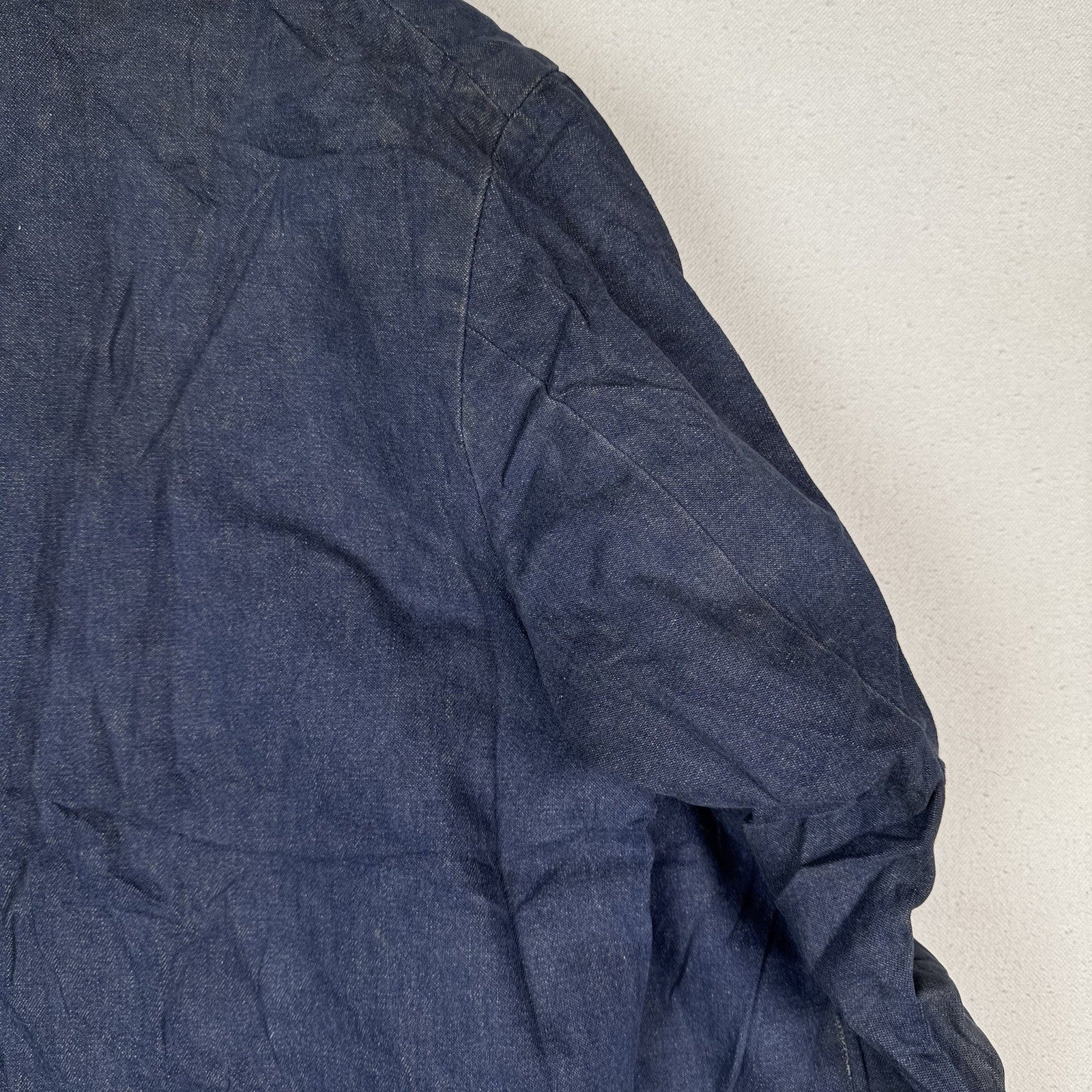 Vtg 1960s Wool Blanket Lined Denim Prison Chore Jacket Yard Coat 48” *Unwashed