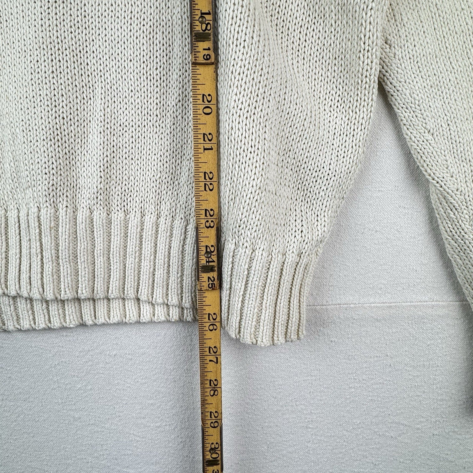 90’s Vintage Polo Ralph Lauren Sweater Men’s Large Ivory Linen Pullover
