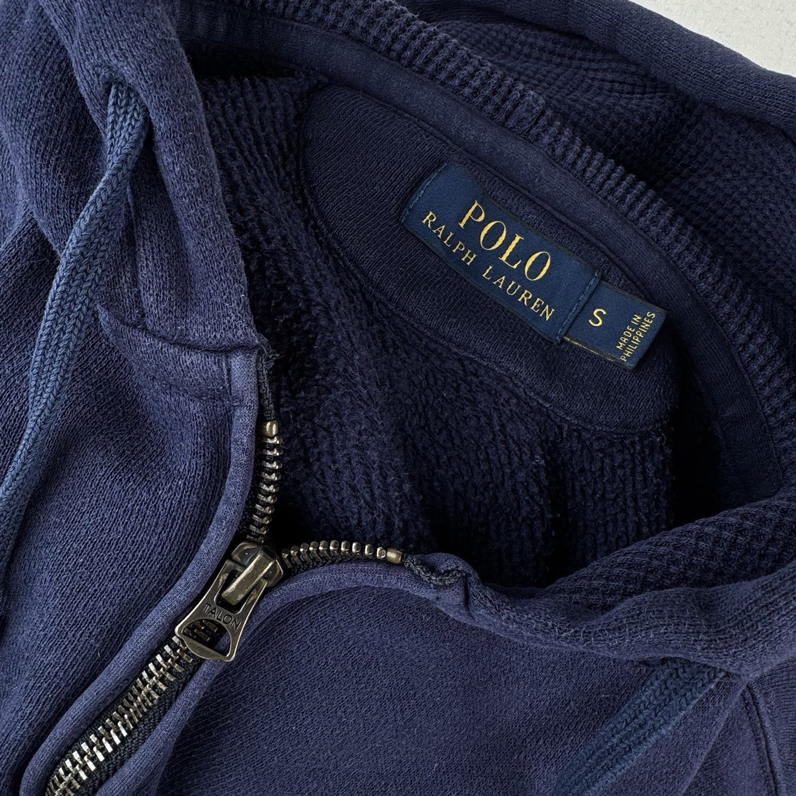 Vintage Polo Ralph Lauren Men’s Small Hoodie 1/4 Zip English Logo Blue *Read
