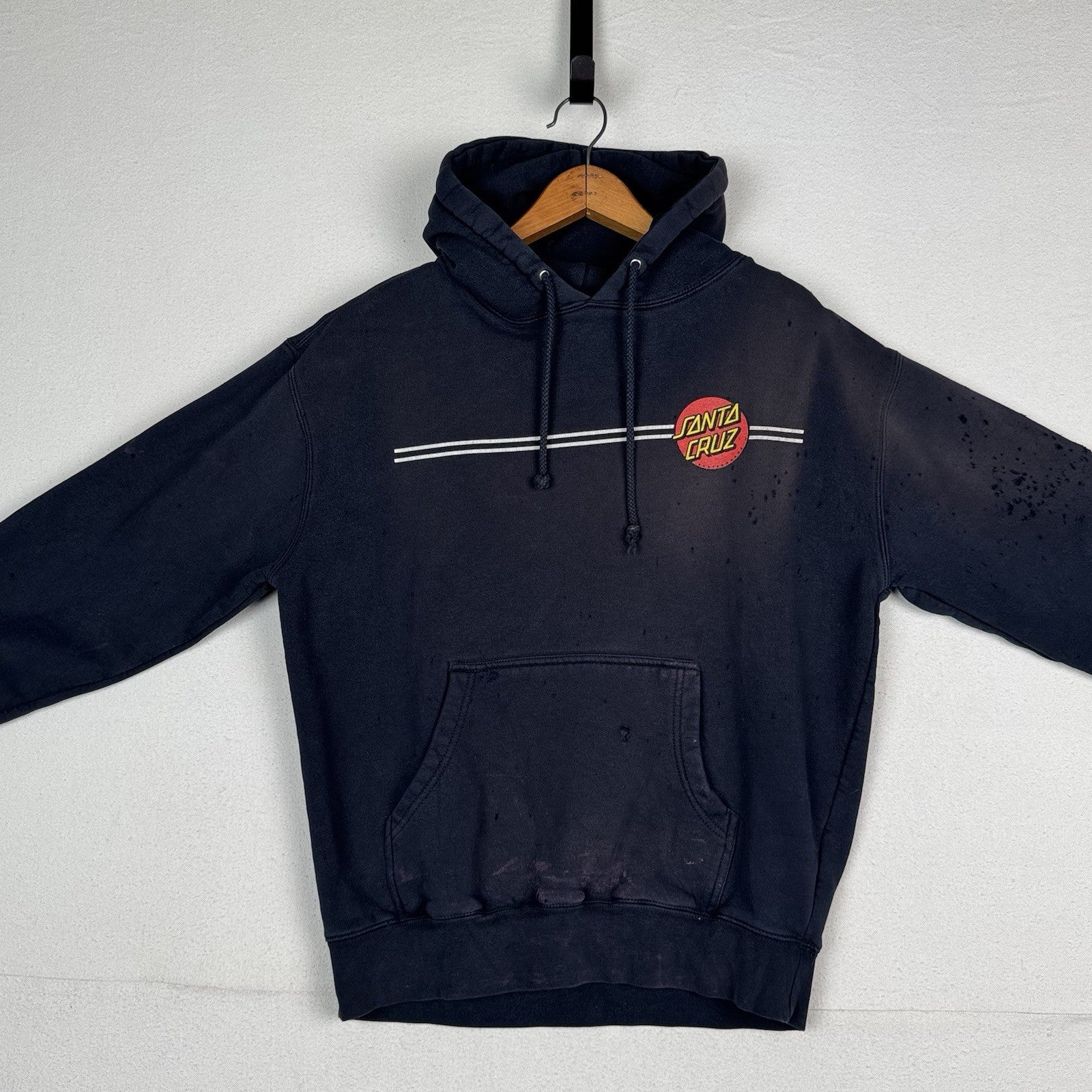 Santa Cruz Skateboards Classic Dot Hoodie Men’s M Blue Sweatshirt *Distressed