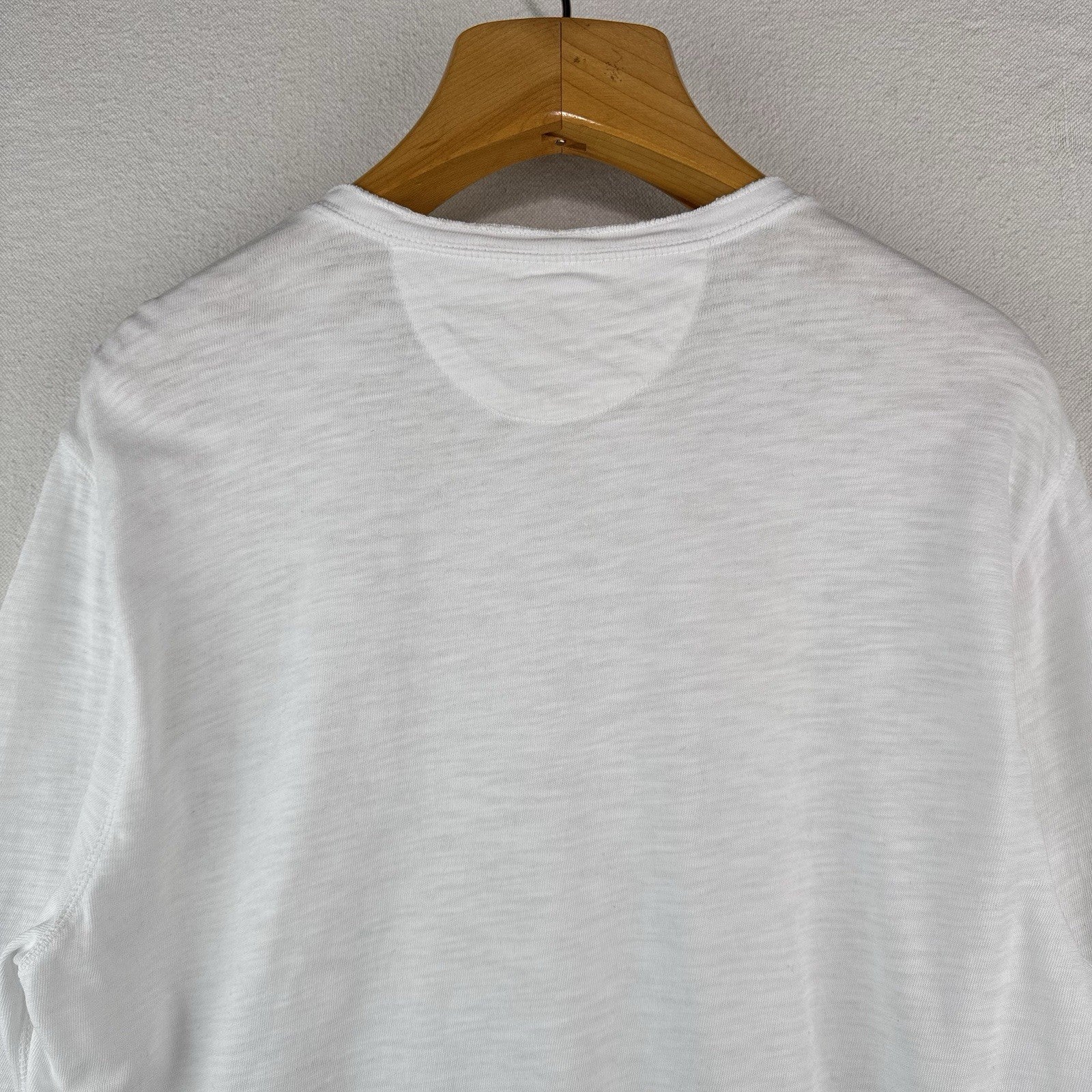 Lucky Brand Men’s Large Cotton Slub Henley Snap Button White Long Sleeve Shirt
