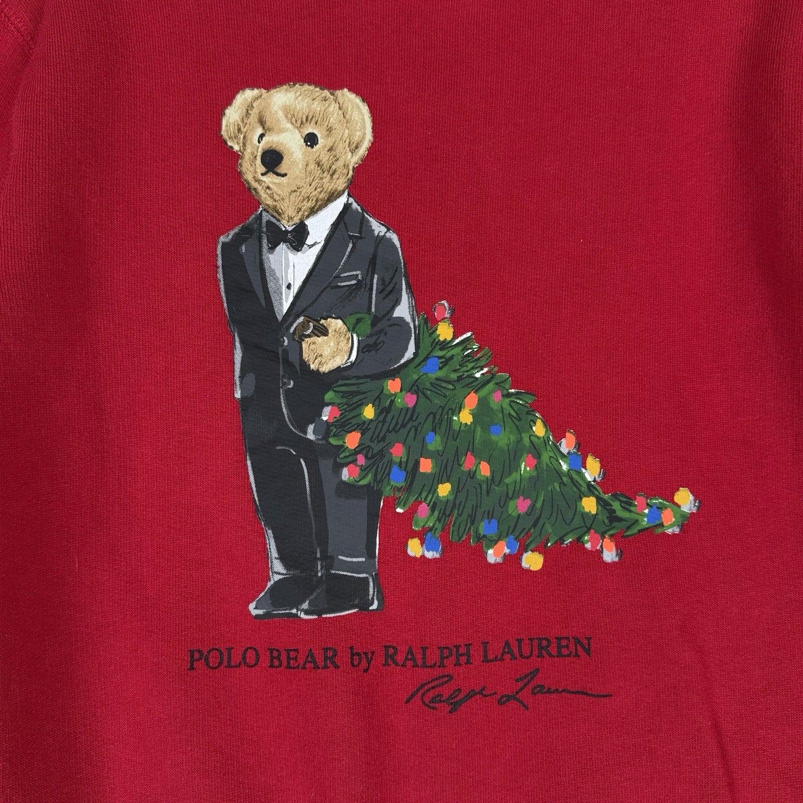 Polo Ralph Lauren Boys Holiday Bear Fleece Sweatshirt Pullover Kids Size 7