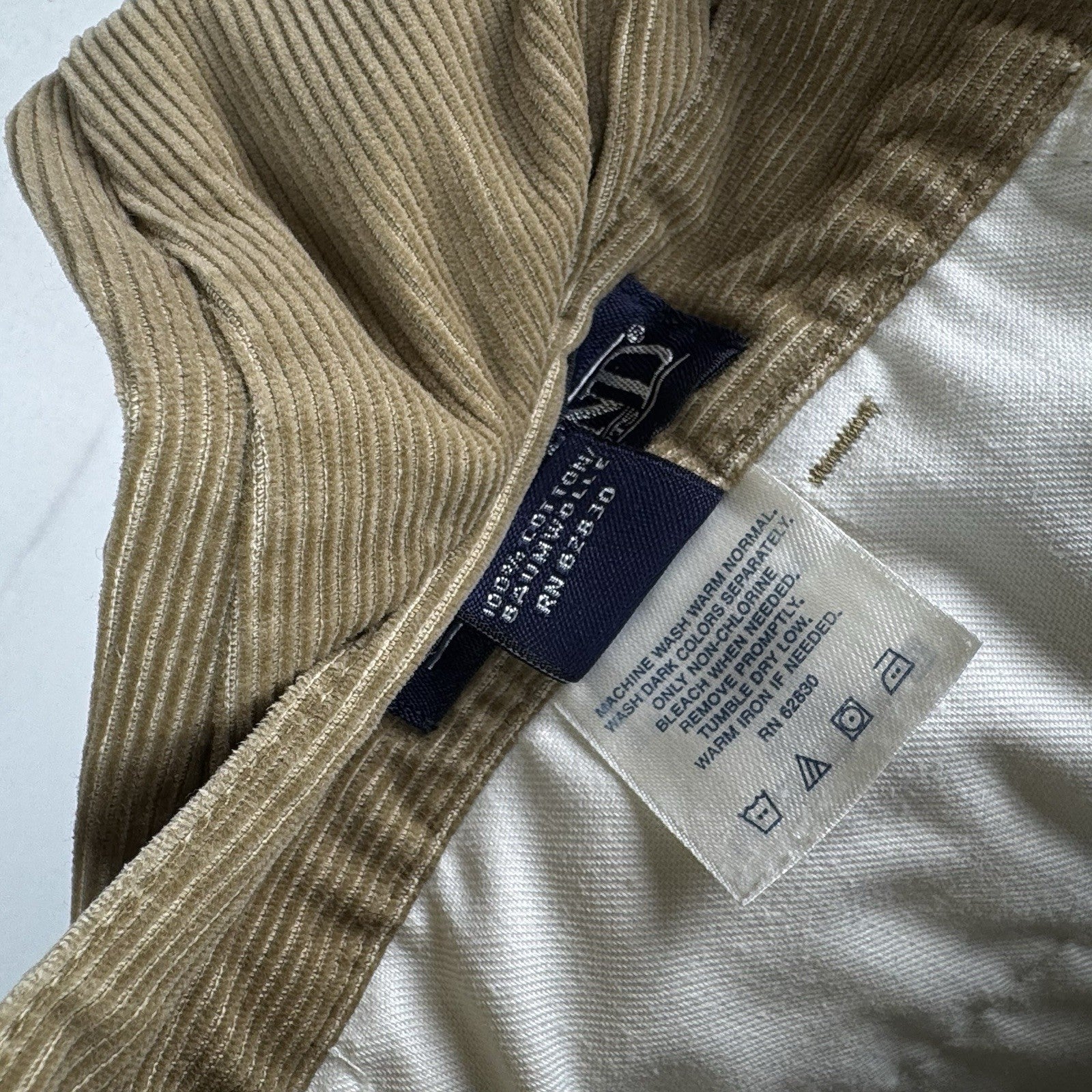 Vtg Lands' End Men’s Corduroy Fine Wale Pleated Front Cuffed Pants Khaki  38X30