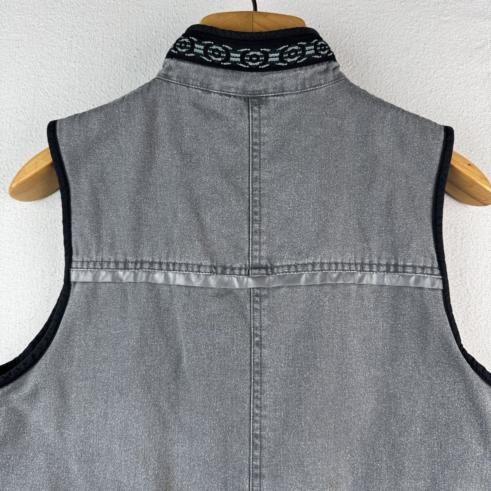 Vtg L.L. Bean Aztec Canvas Vest Kids M 10-12 Southwestern Zip Western Gray
