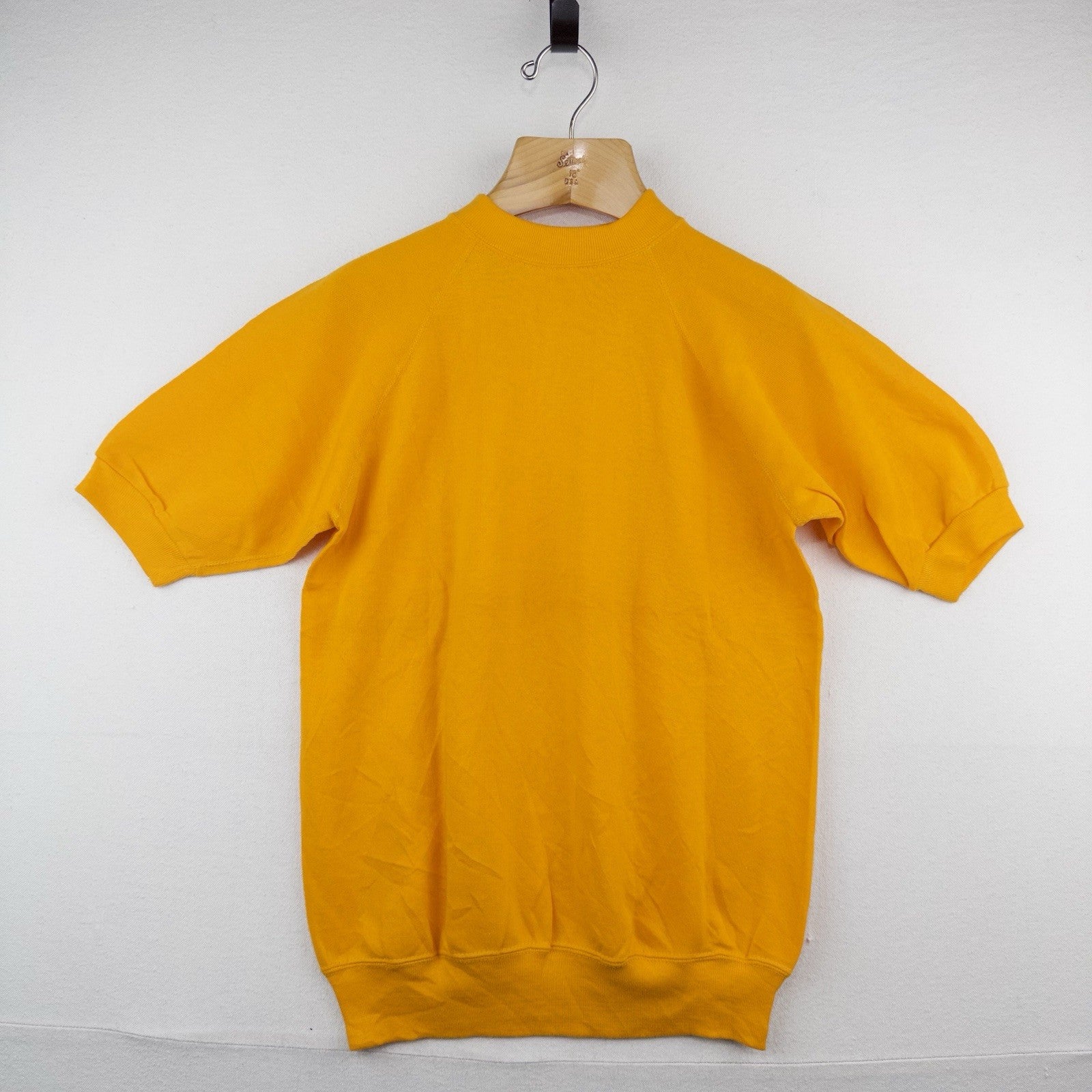 60’s Vtg Short Sleeve Yellow Raglan Mens S Sweatshirt RN14179 Creslan/Cotton USA
