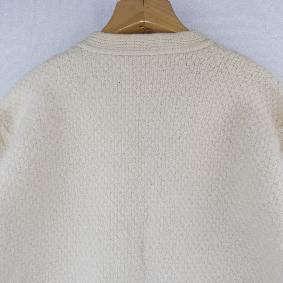 70’s Vtg St Michael Aran Chunky Knit Cardigan Fisherman Wool Cream L *Distressed