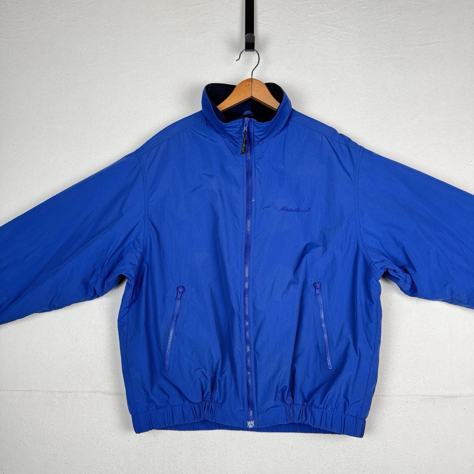 Vintage Eddie Bauer Men’s Polartec Blue Nylon Insulated Windbreaker Jacket *Read