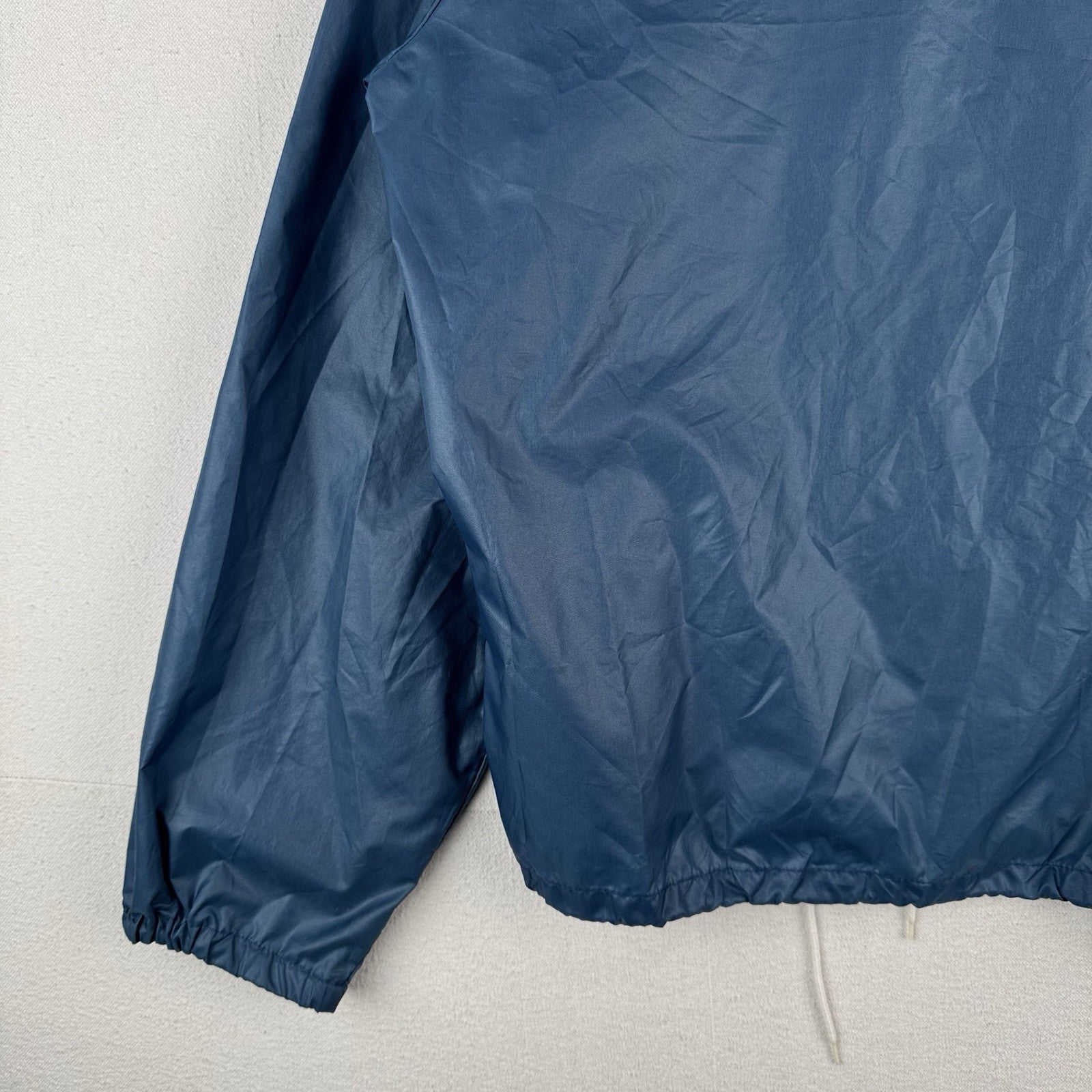 70’s Vtg Lacoste Izod Packable Windbreaker Men's L Kangaroo Pouch 1/4 Zip Blue