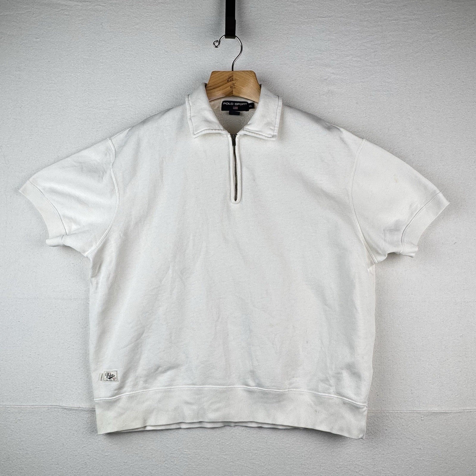 Vtg Polo Sport Ralph Lauren Men’s XL White Short Sleeve 1/4 Zip Sweatshirt *Read