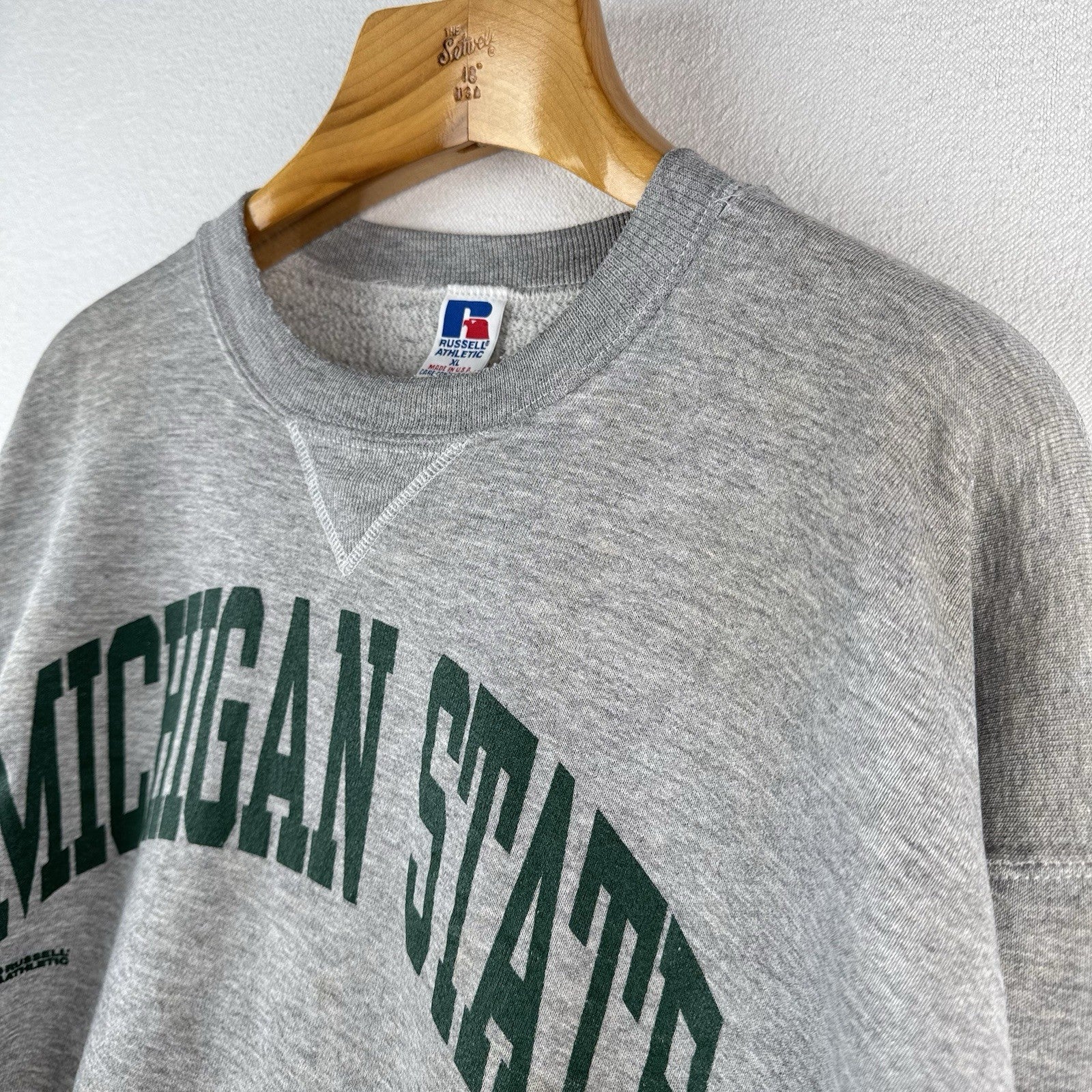 80’s Vtg Michigan State Spartans Russell Athletic Gray Sweatshirt Small Made USA